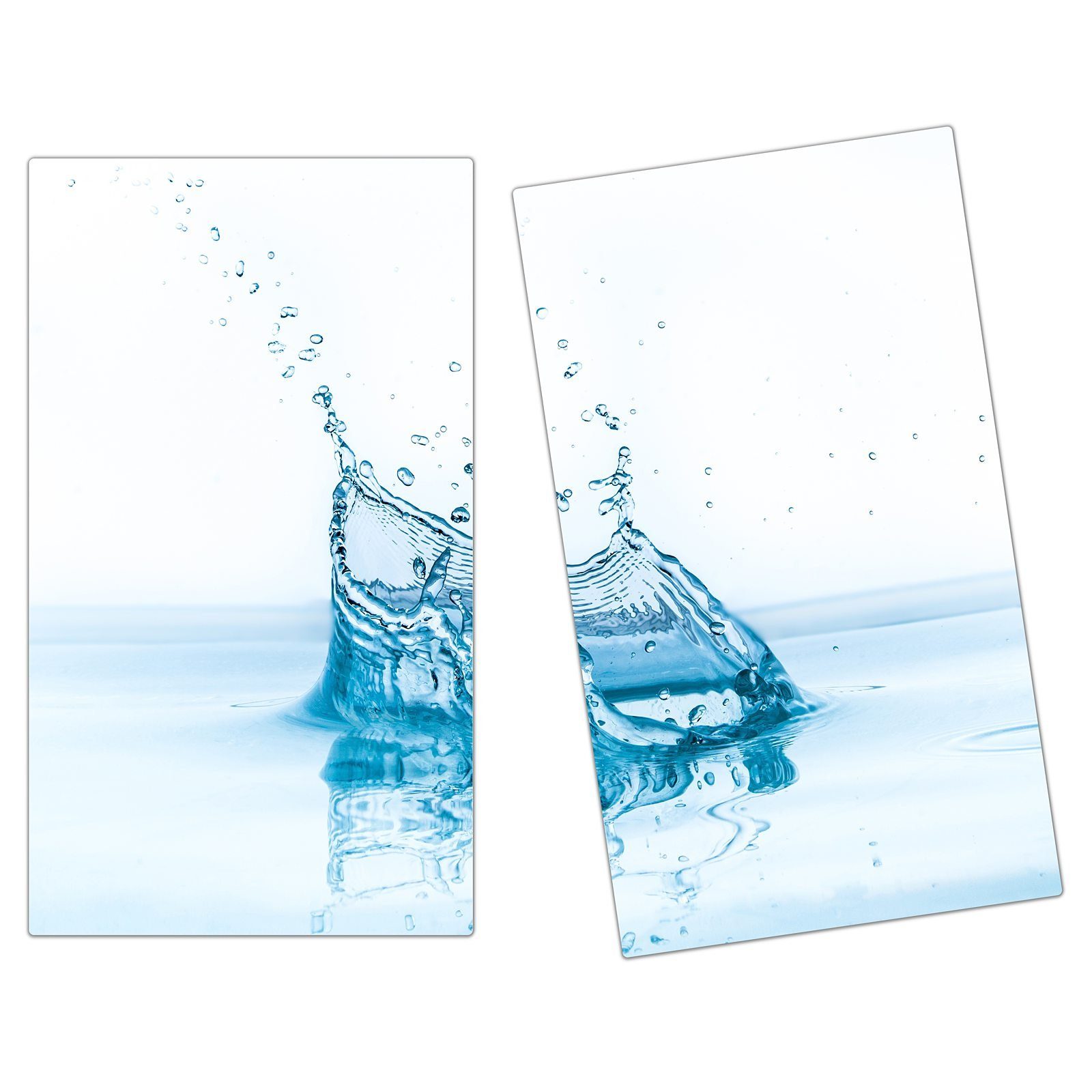【Auffüllen】 Primedeco Herd-Abdeckplatte Herdabdeckplatte Spritzschutz aus Wasserspritzen, Glas, (2 tlg) Glas