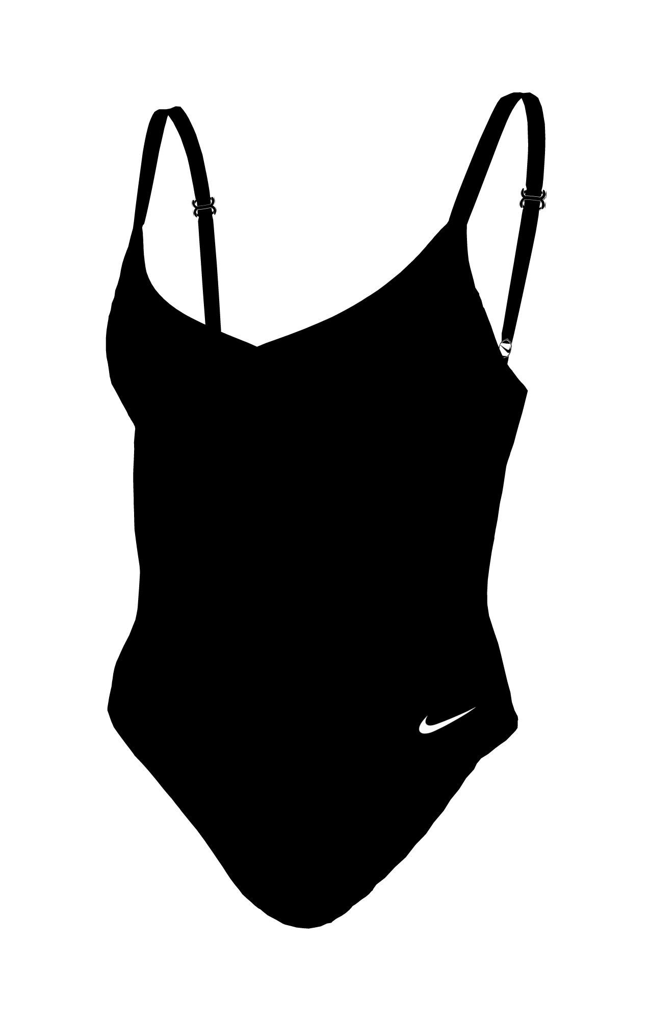 Nike Badeanzug V-NECK ONE PIECE mittlerer Halt, verstellbare Rücken- und Schulterträger
