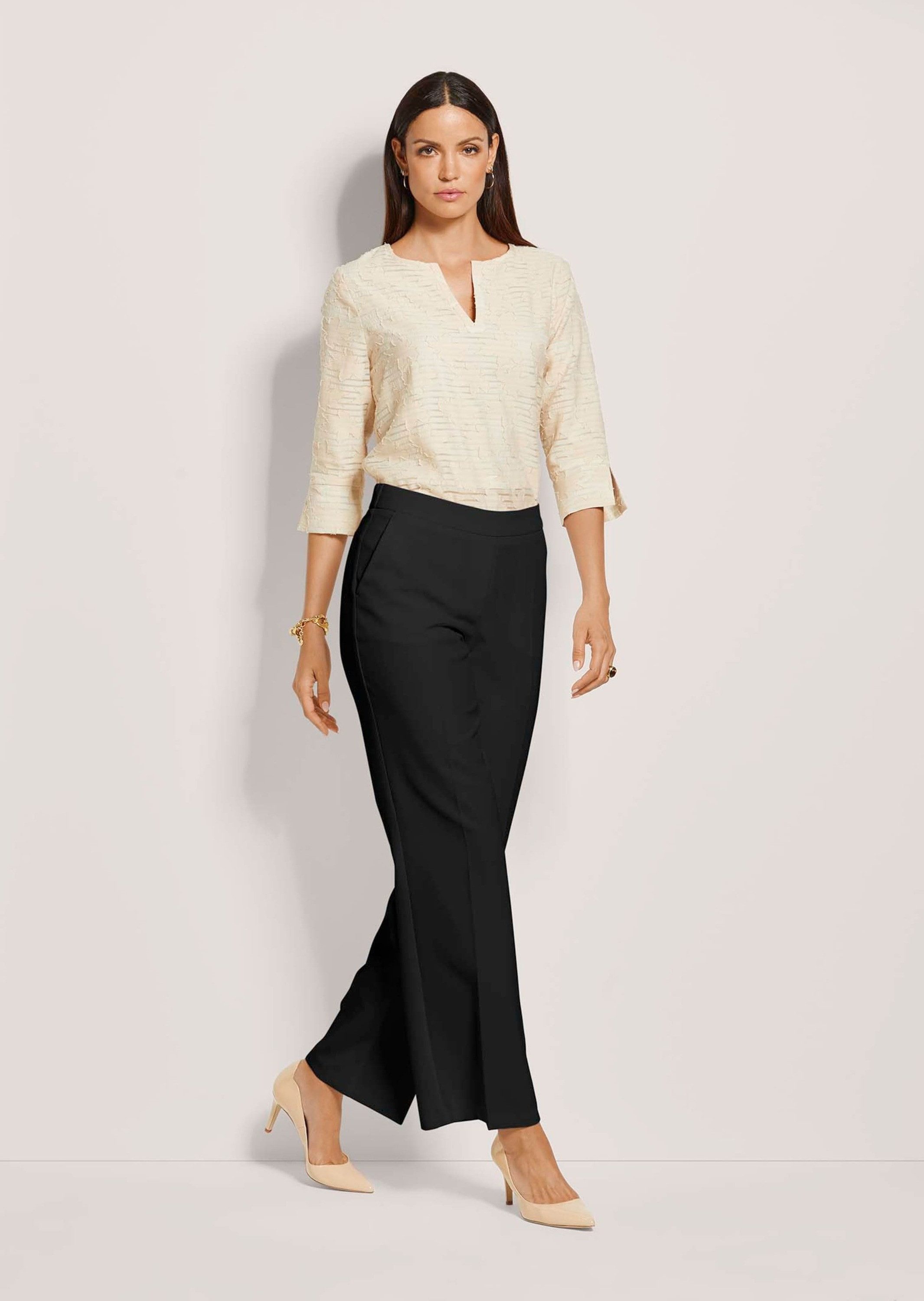 MADELEINE Schlupfhose Kurzgröße: Elegante Damenhose mit Bügelfalten Weite Hose mit bequemem Schlupfbund, elastisch und modern