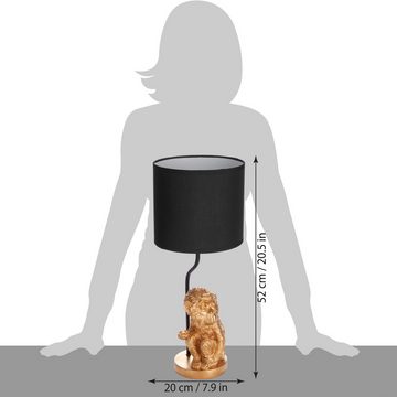 BRUBAKER Nachttischlampe Tischleuchte Kleines Äffchen Gold, Tischlampe, ohne Leuchtmittel, Affe Motiv Lampe mit Keramikfuß, Höhe 52 cm