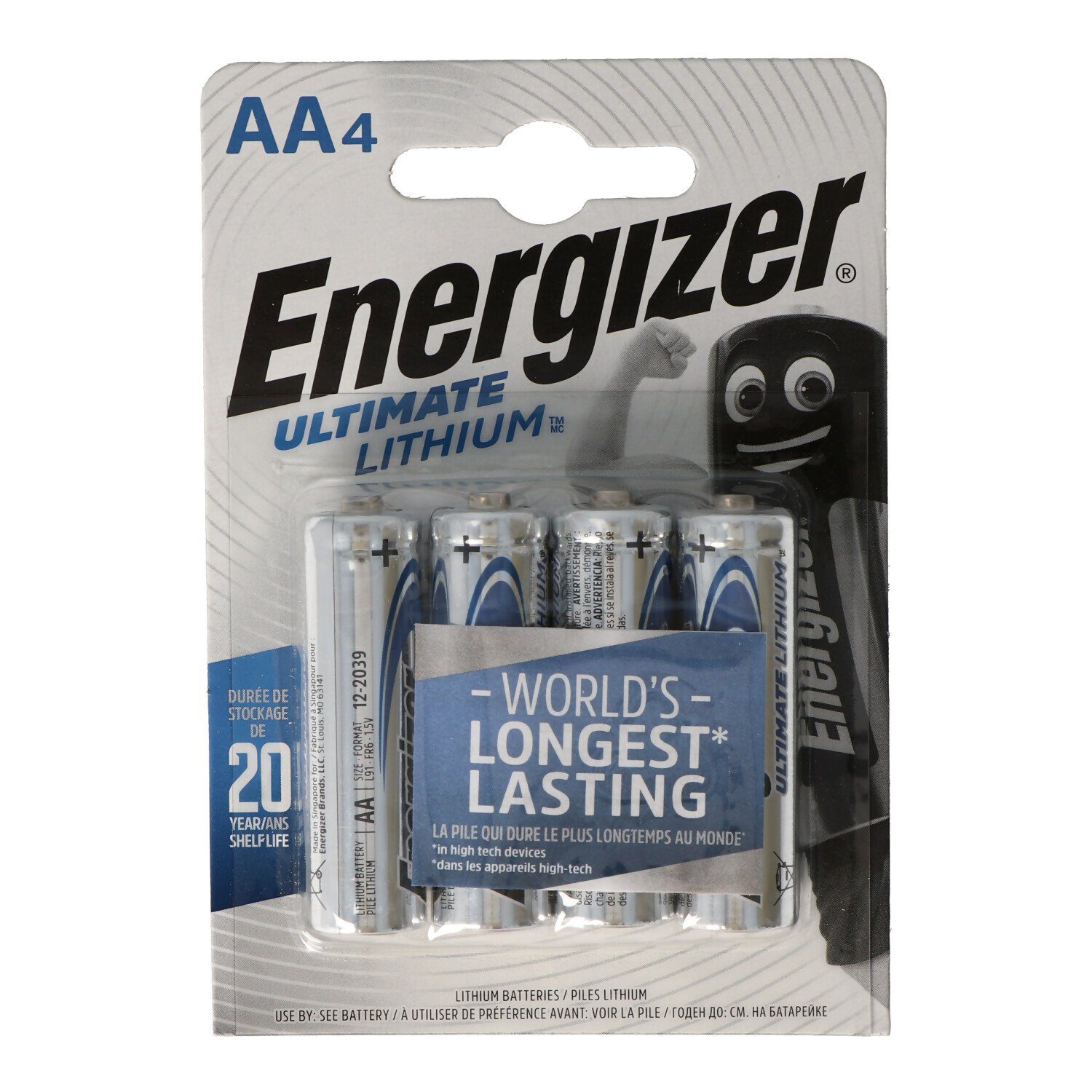 Energizer Energizer L91 Lithium Batterie AA 1,5 Volt, 3000mAh 4er Blister MIgno Fotobatterie, (1,5 V)