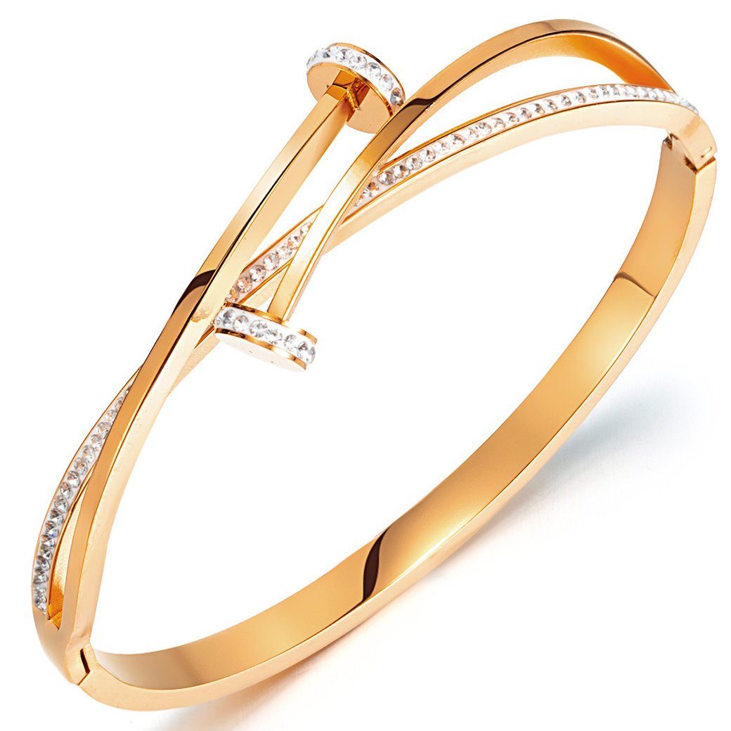 Haiaveng Armkette Diamanten Titan-Armband für Spike-Armband, Non-tarnish Armkette Gold rosagold Bangle, Frauen, bracelet Plated