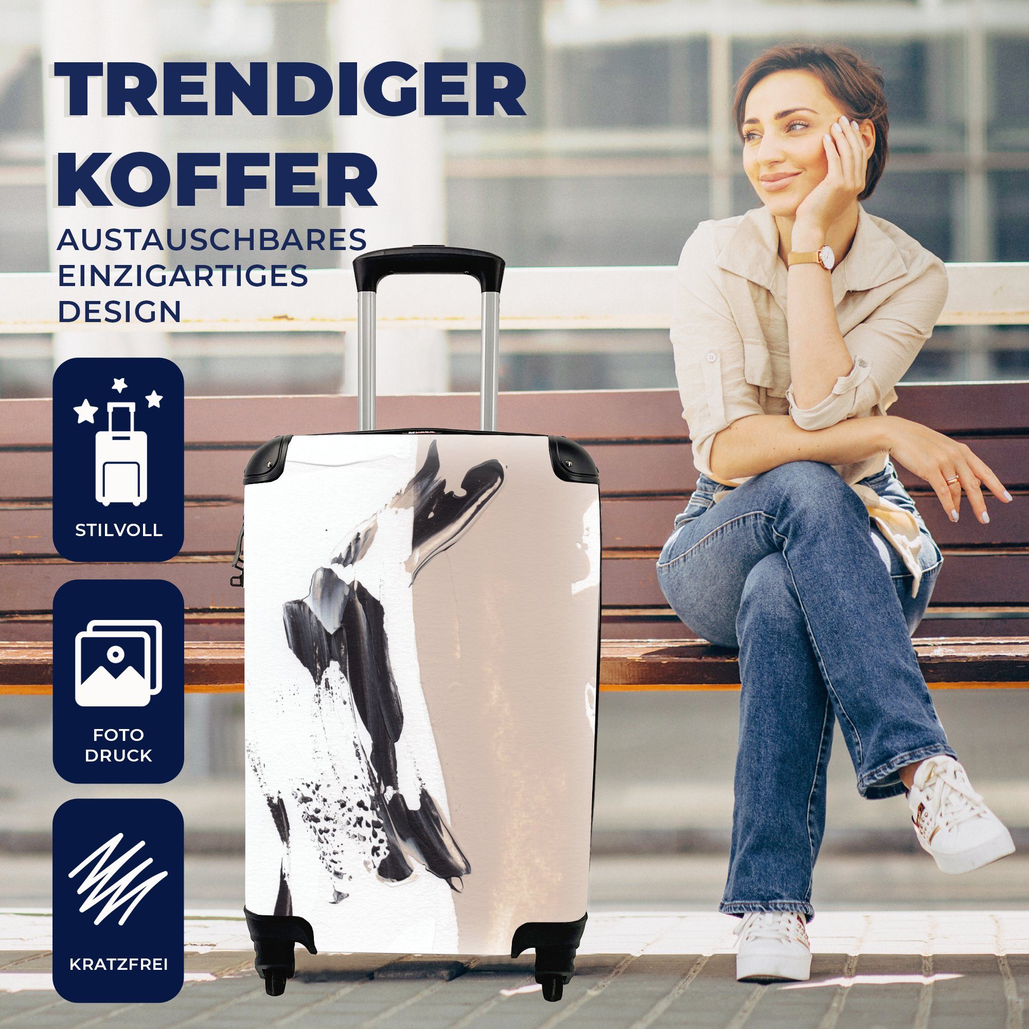 Handgepäck rollen, - Reisekoffer Farbe Rollen, für Handgepäckkoffer 4 mit Abstrakt, Reisetasche Trolley, Ferien, - MuchoWow Design