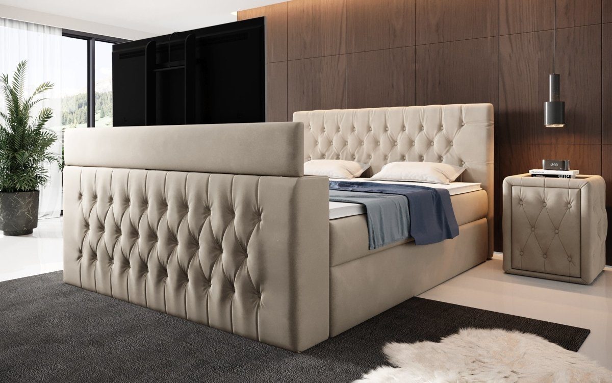 Luxusbetten24 Boxspringbett Velano, mit TV Lift und Stauraum günstig online kaufen
