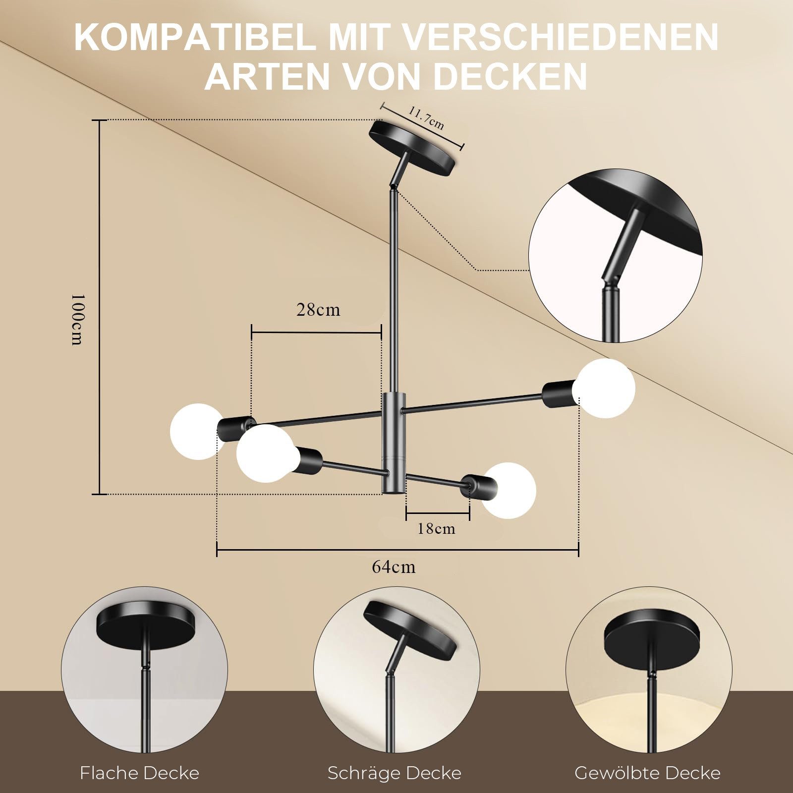 Jibenhome LED Deckenleuchte Drehbare Hängelampe 4/6/8 Flammig Modern Kronle günstig online kaufen