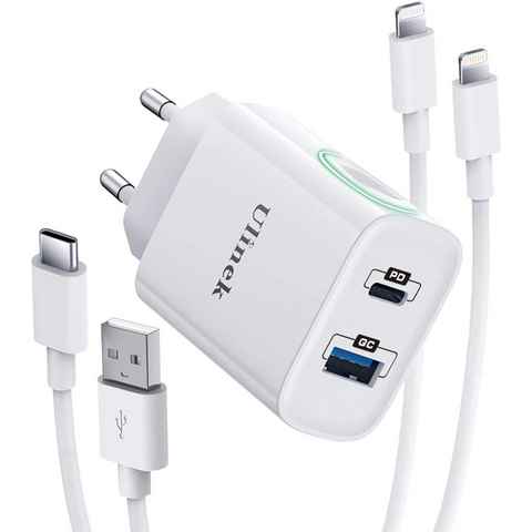 Quntis 20W Schnellladegerät USB C & USB C/A Lightning Kabel USB-Ladegerät