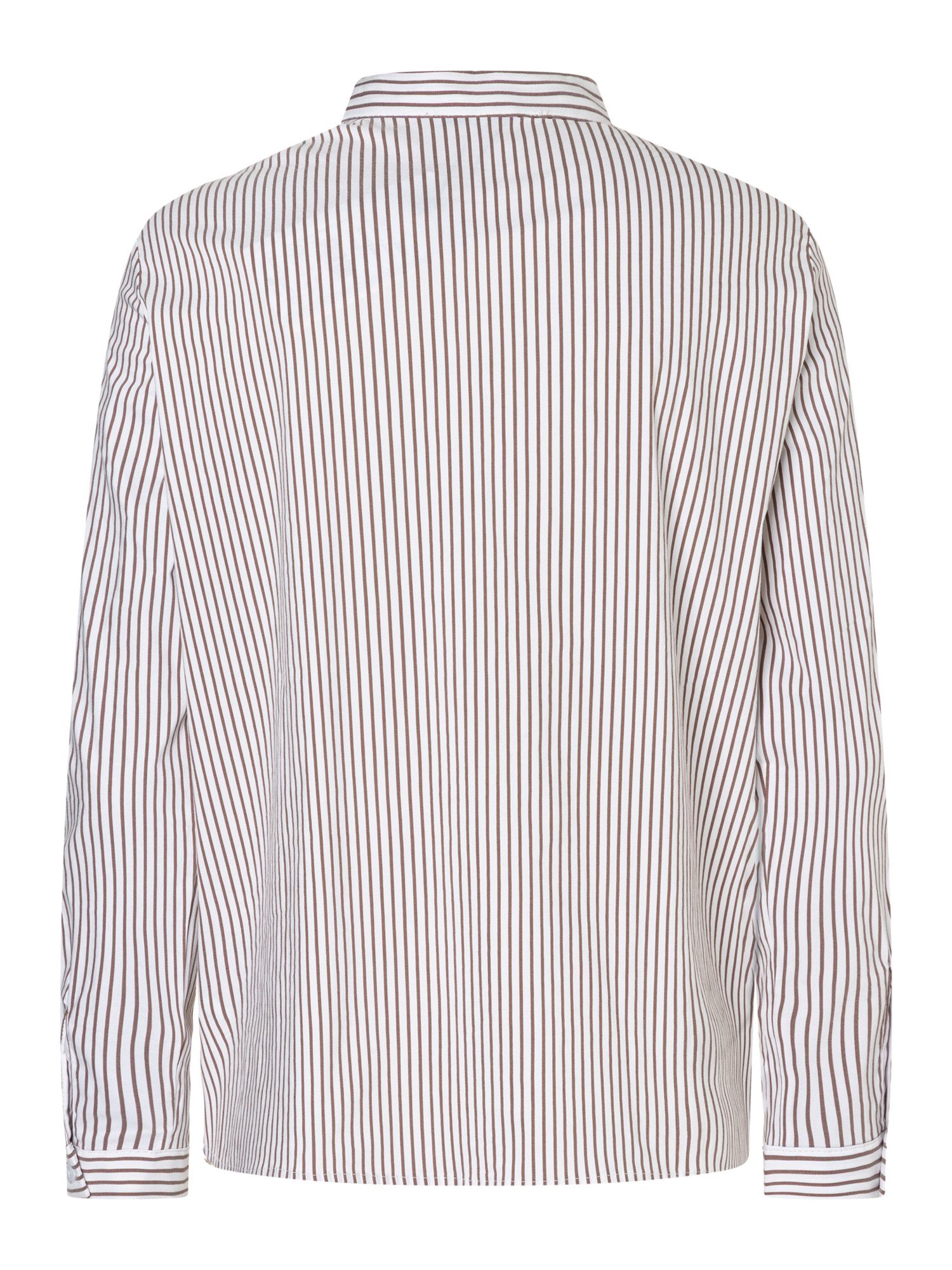 MORE&MORE Langarmbluse gestreifte Stretch-Rüschenbluse