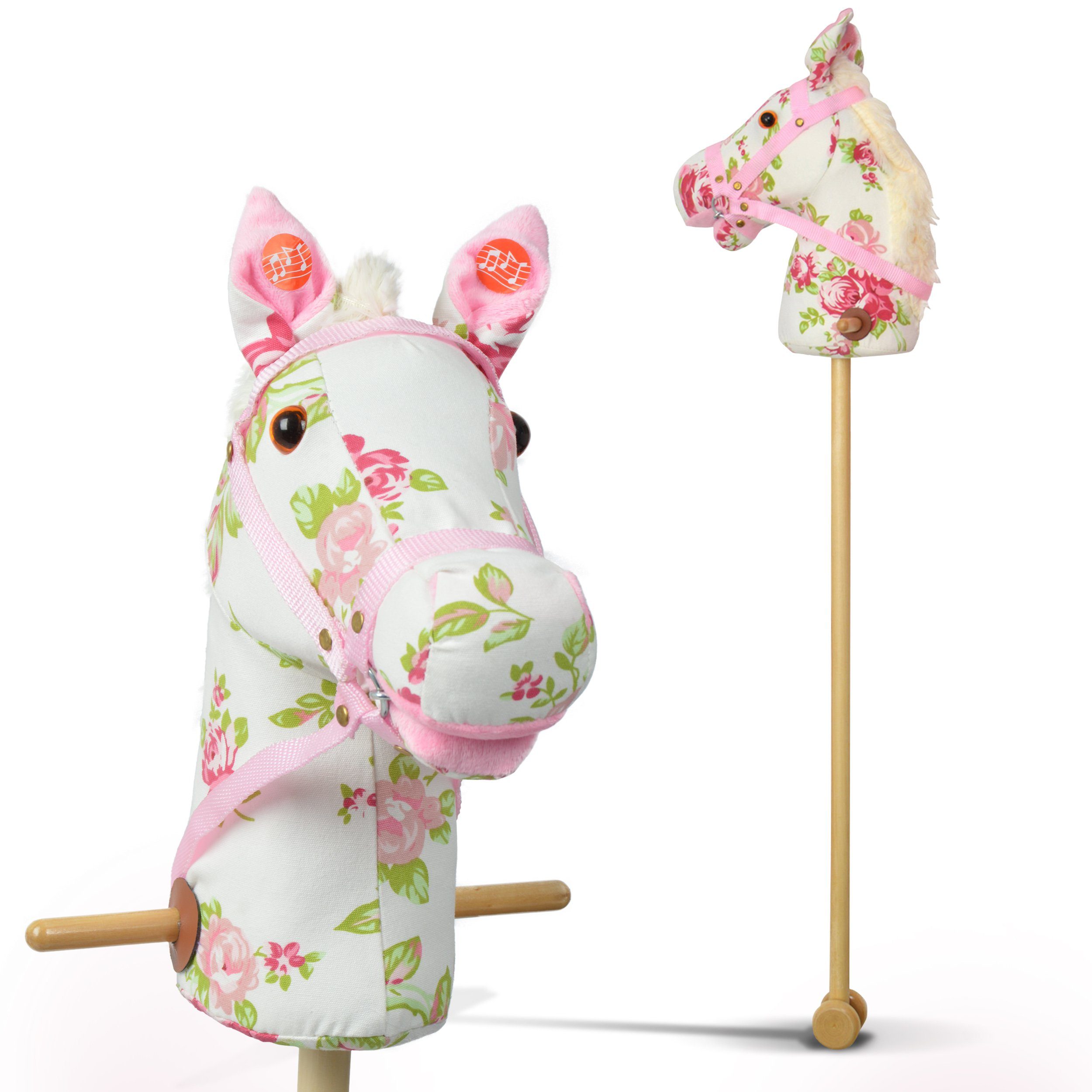 Pink Papaya Steckenpferd Steckenpferd, Hobby Horse mit Sounds, inkl. Halfter, mit Rollen Flower