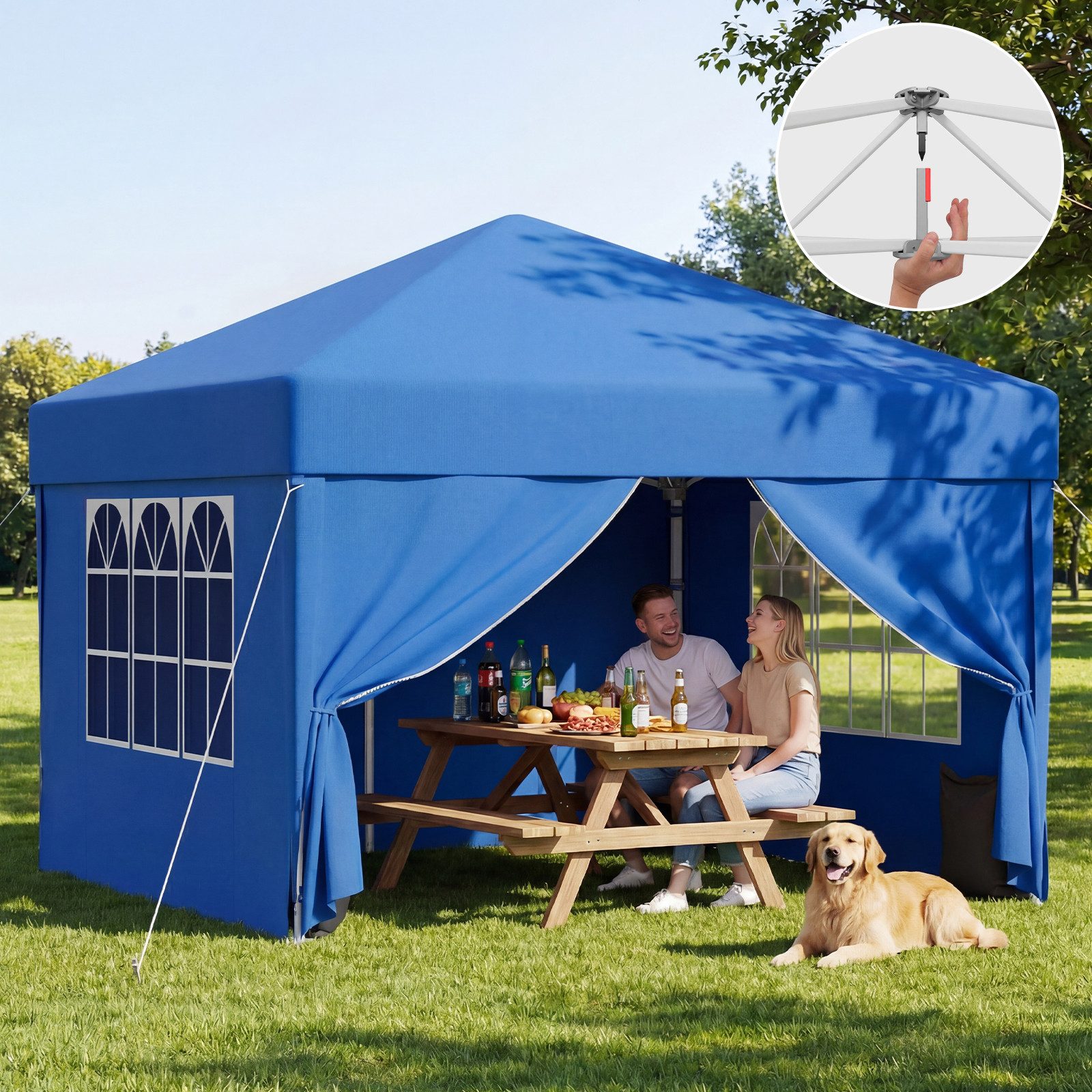 HOMALL Pavillon 3x3/3x6 m Faltpavillon Gartenpavillon Winterfest Pop Up Partyzelt, Wasserdicht Faltpavillon mit 4 Seitenteilen, Sandsäcke