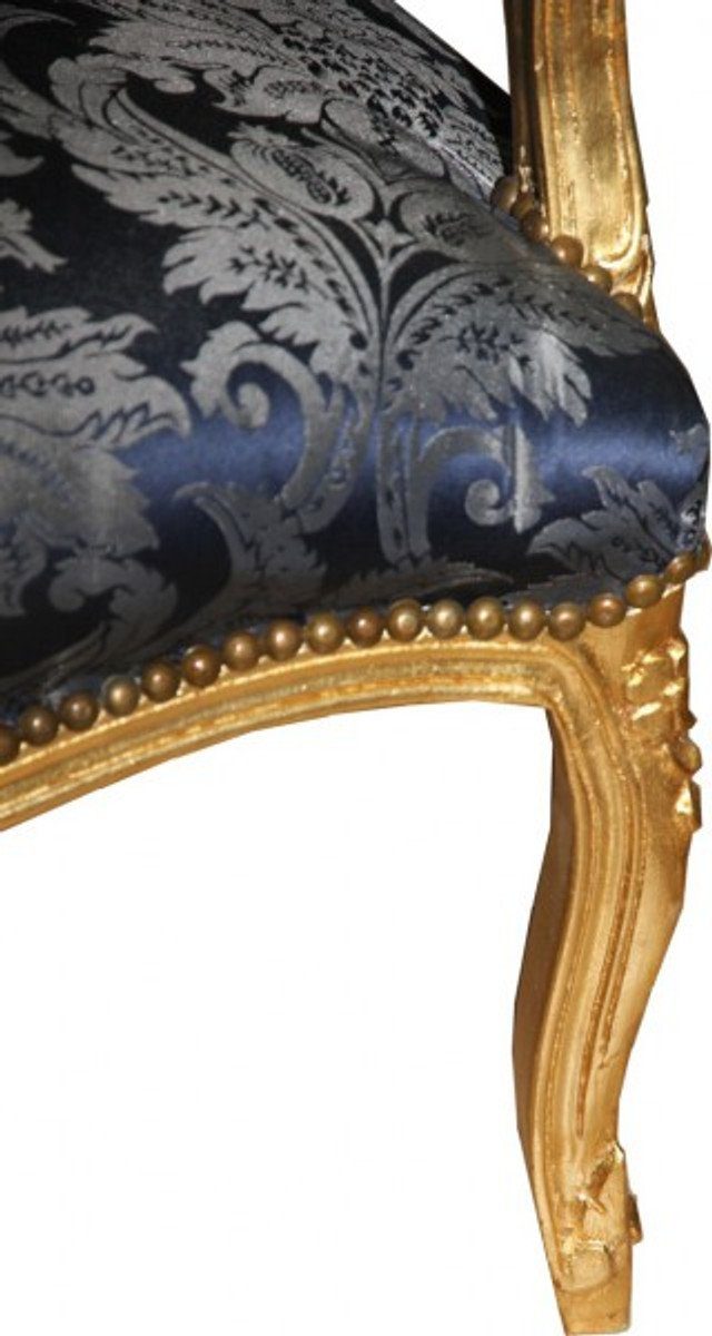 Blau Gold Hotel / Barock Padrino Royal Salon Muster Lounge - Möbel Casa Stuhl Besucherstuhl