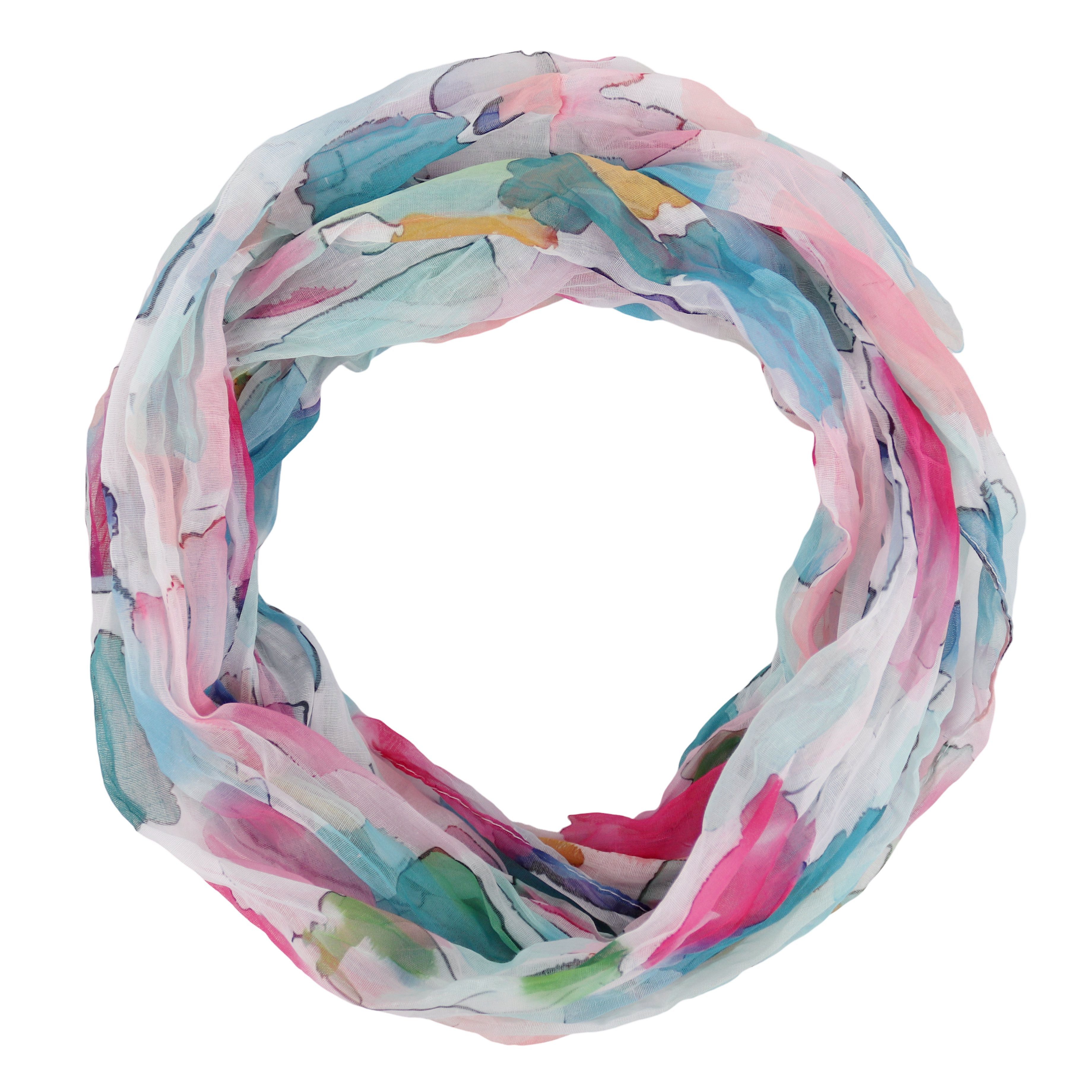MIRROSI Loop Damen Schal mit Bunt-Muster Weich, Schlauchschal, (zweimal um den hals wickelbar, ca.45x75cm), Damen Halstuch ideal für Frühling, Sommer oder Herbst