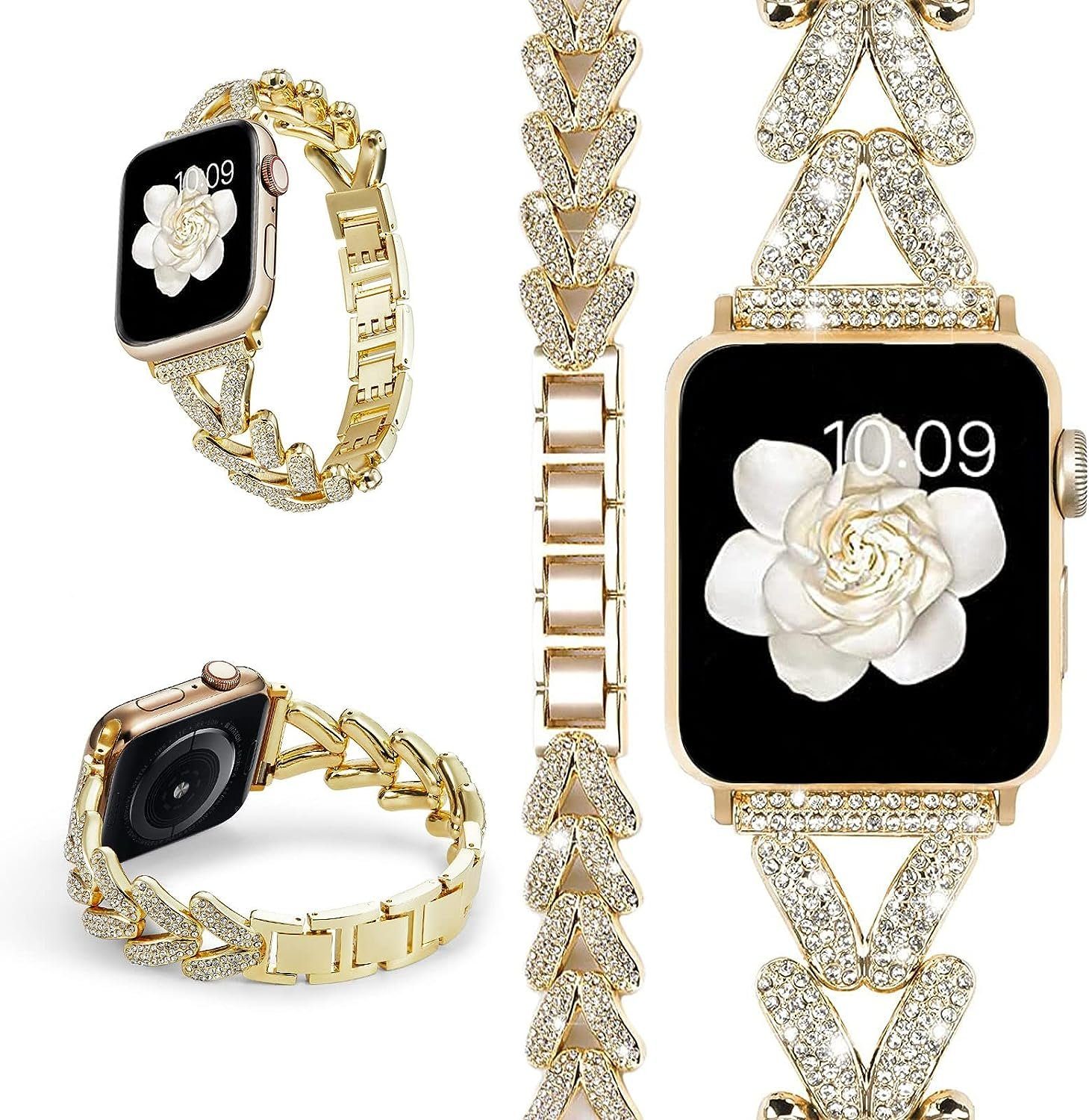 Metall Uhrenarmband FELIXLEO Apple mit Watch Armband Gold Kompatibel 38/40/41mm Armband
