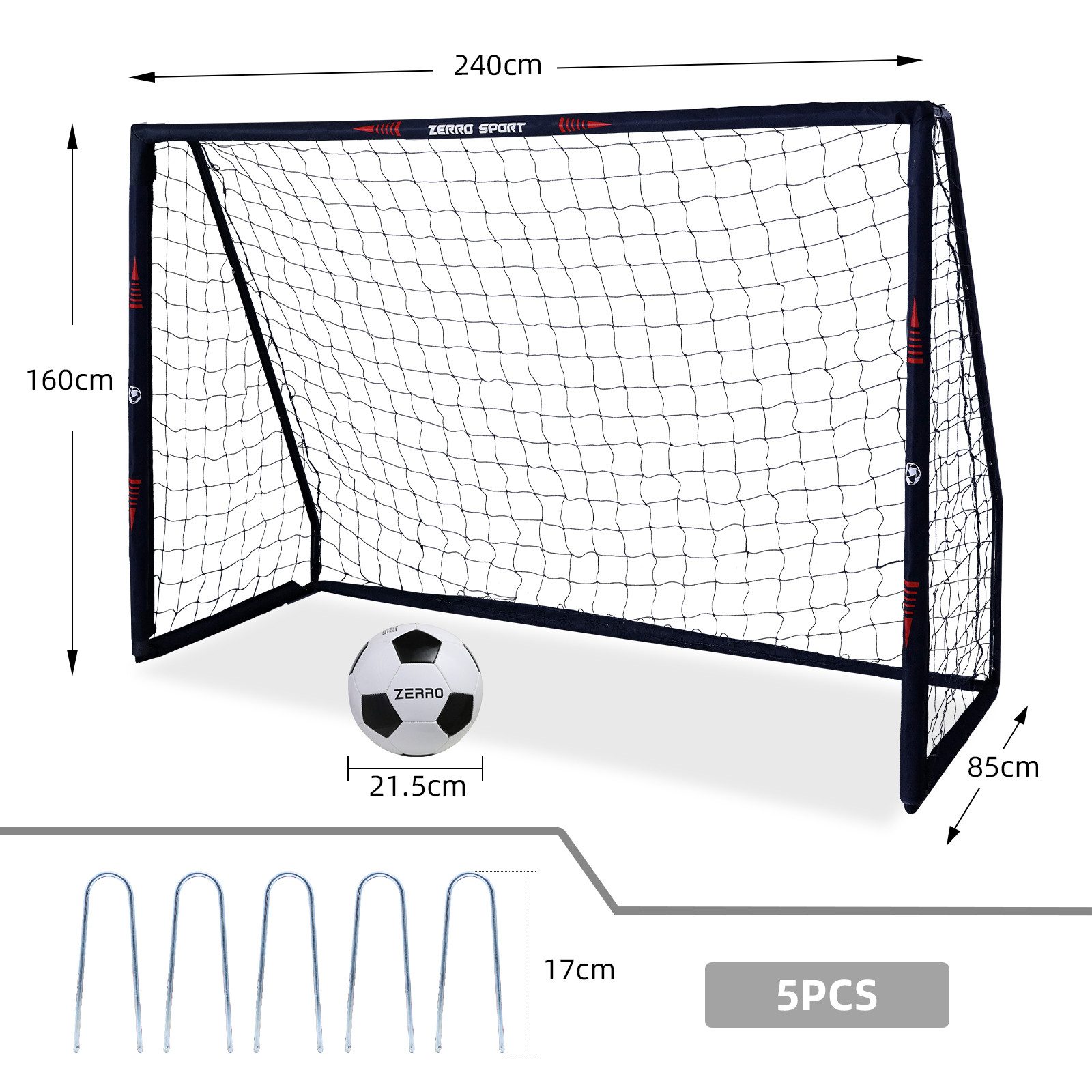 CCLIFE Fußballtor Fussballtor Outdoor mit Fußball für Erwachsene Kinder, B×L×H:85×160×240cm mit Torwand und Fußball