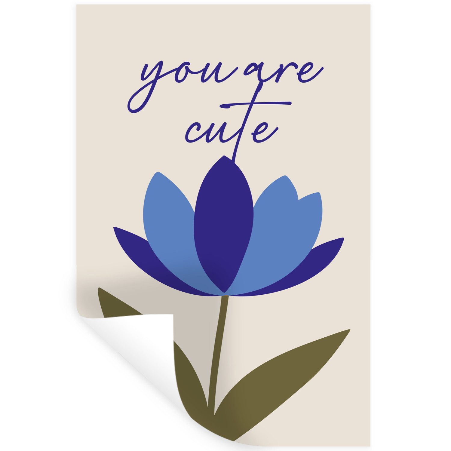 MuchoWow Wandsticker Kornblume - Valentinstag - Blume - Blau (1 St), Wandaufkleber, Selbstklebend, Wohnzimmer, 20x30 cm