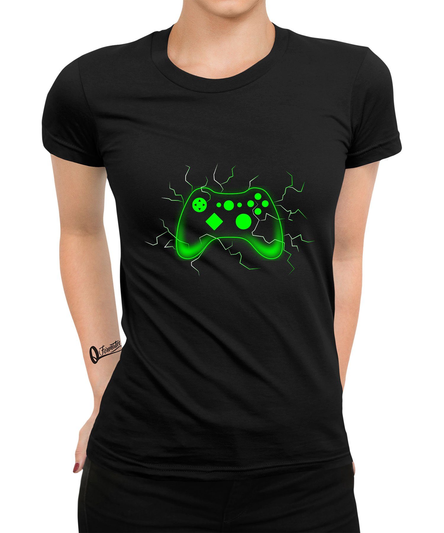 Quattro Formatee Kurzarmshirt Controller - Gaming Gamer Zocken Damen T-Shirt (1-tlg)