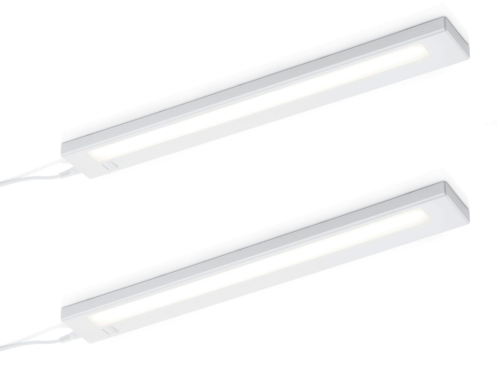 TRIO Leuchten LED Unterbauleuchte, 230V Direktanschluss, LED fest integriert, Warmweiß, 2er SET Unterbau-Leisten Küchenbeleuchtung, Unterbaulichter Küche 55cm