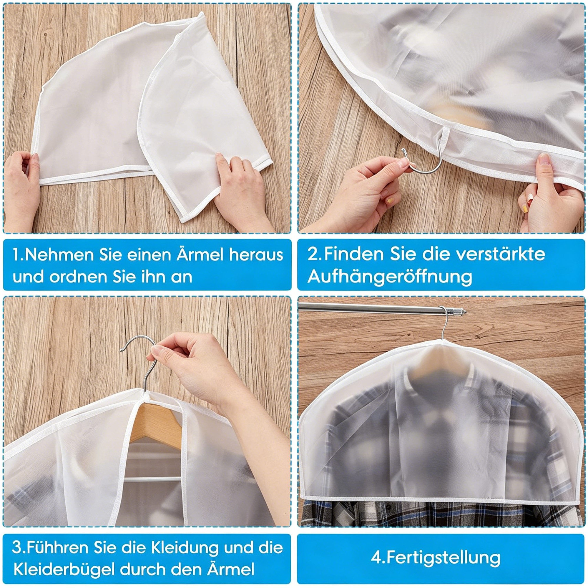 MOPUEA Kleiderschutzhülle Transparenter Kleiderhüllen, Schultercover Schulterabdeckung Schulter (10 St) – Bild 5 von 5