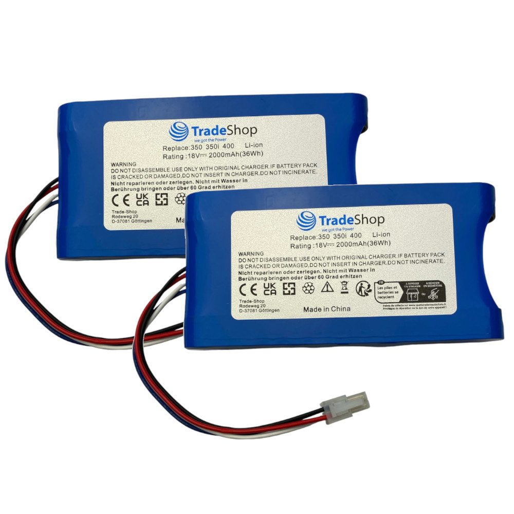 Trade-Shop 2x Akku passend für Compact 400Ri, Compact 400RiS, EasyMow 260B Akku Li-Ion 2500 mAh (18 V)