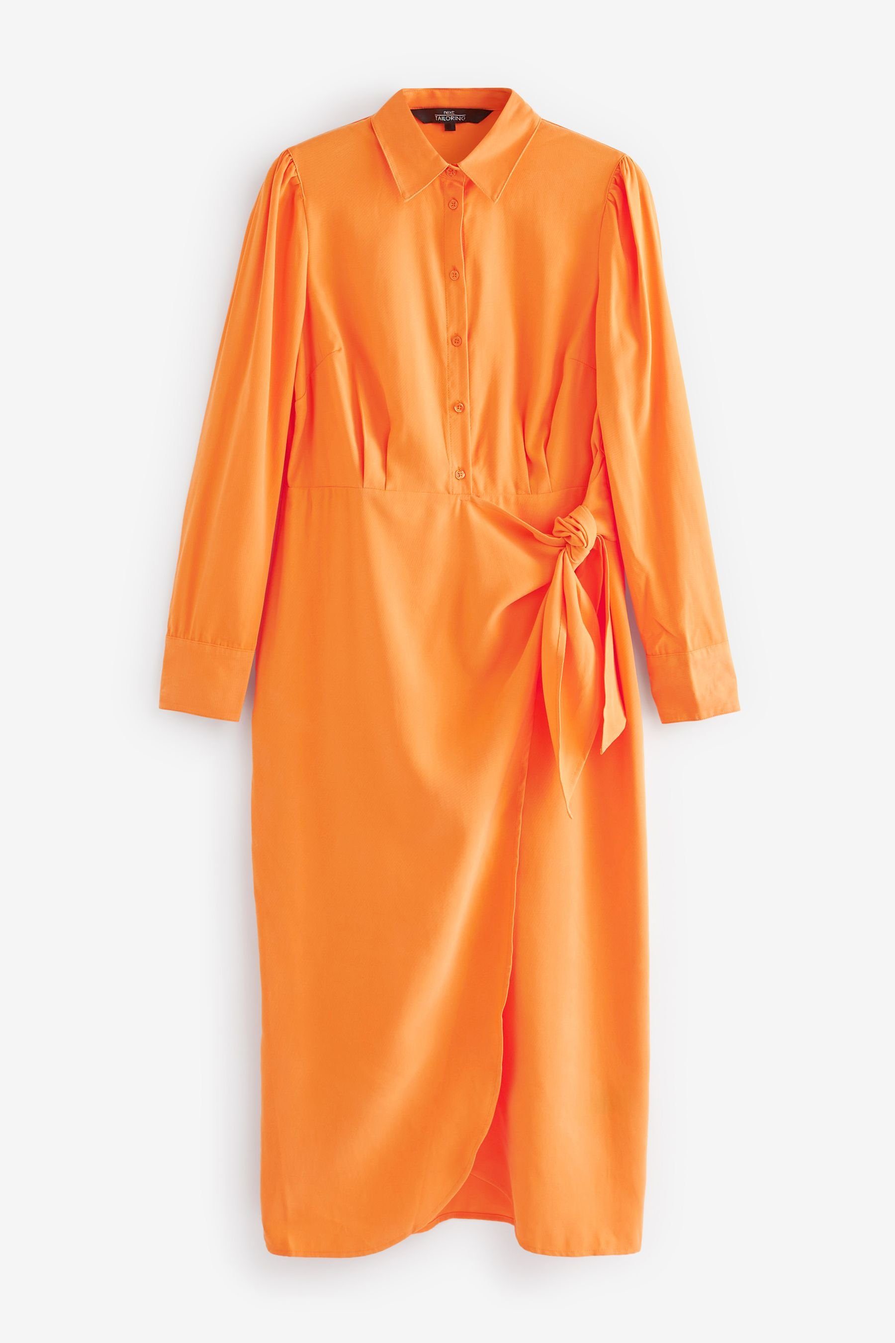 (1-tlg) Twill Orange Next Midikleid Midi-Hemdkleid aus