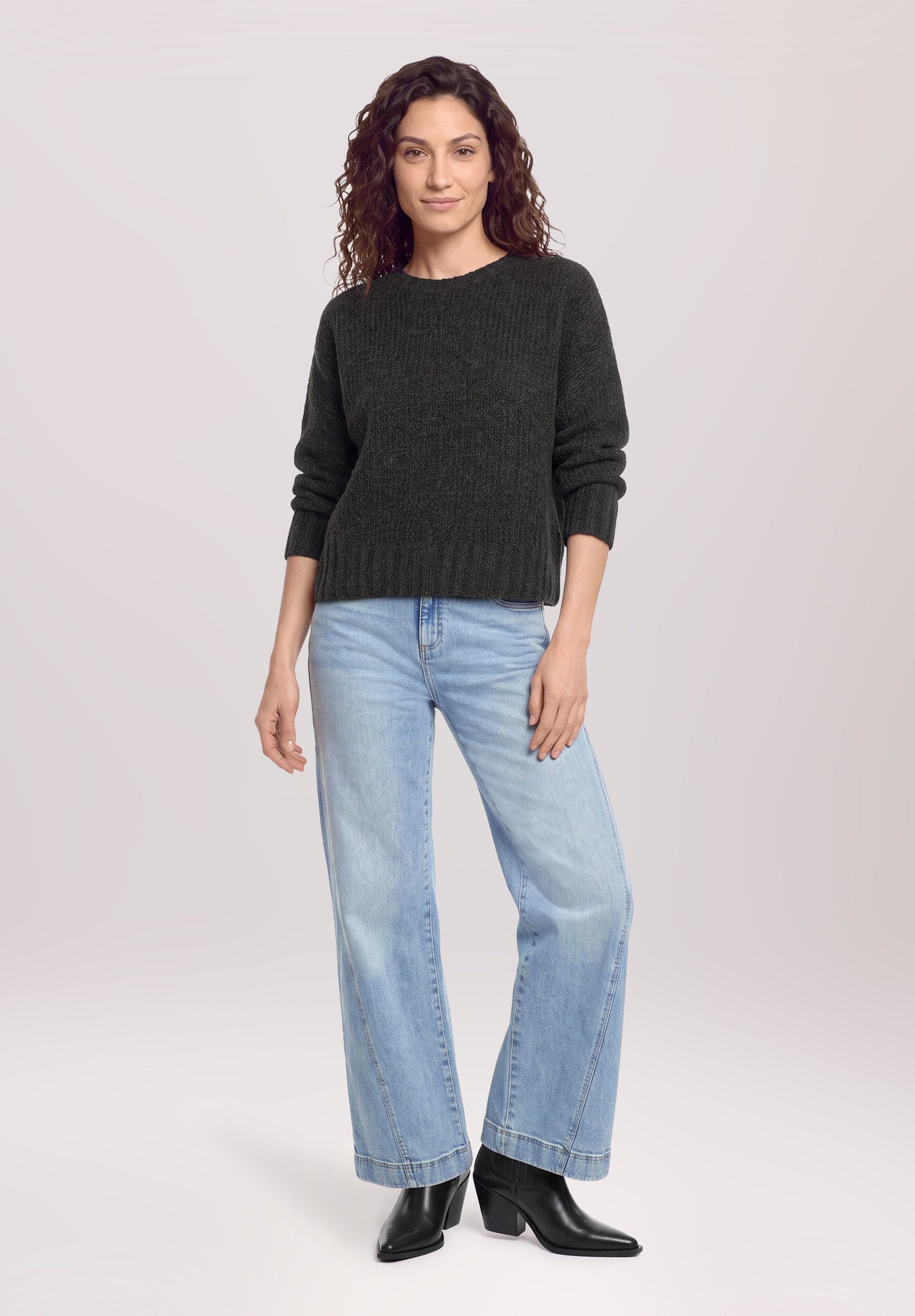 Cartoon Strickpullover Damen mit Rundhalsausschnitt (1-tlg)