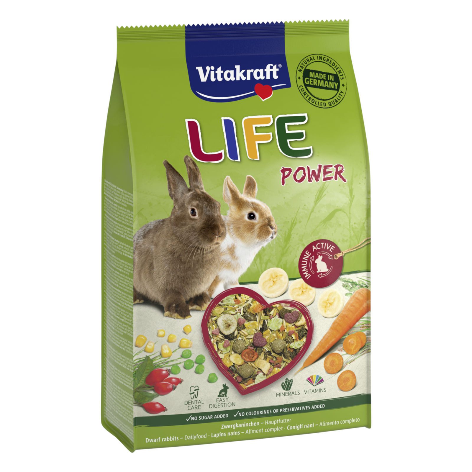 Vitakraft Life Power für Zwergkaninchen, 1,8kg, Hauptfutter für: Zwergkaninchen