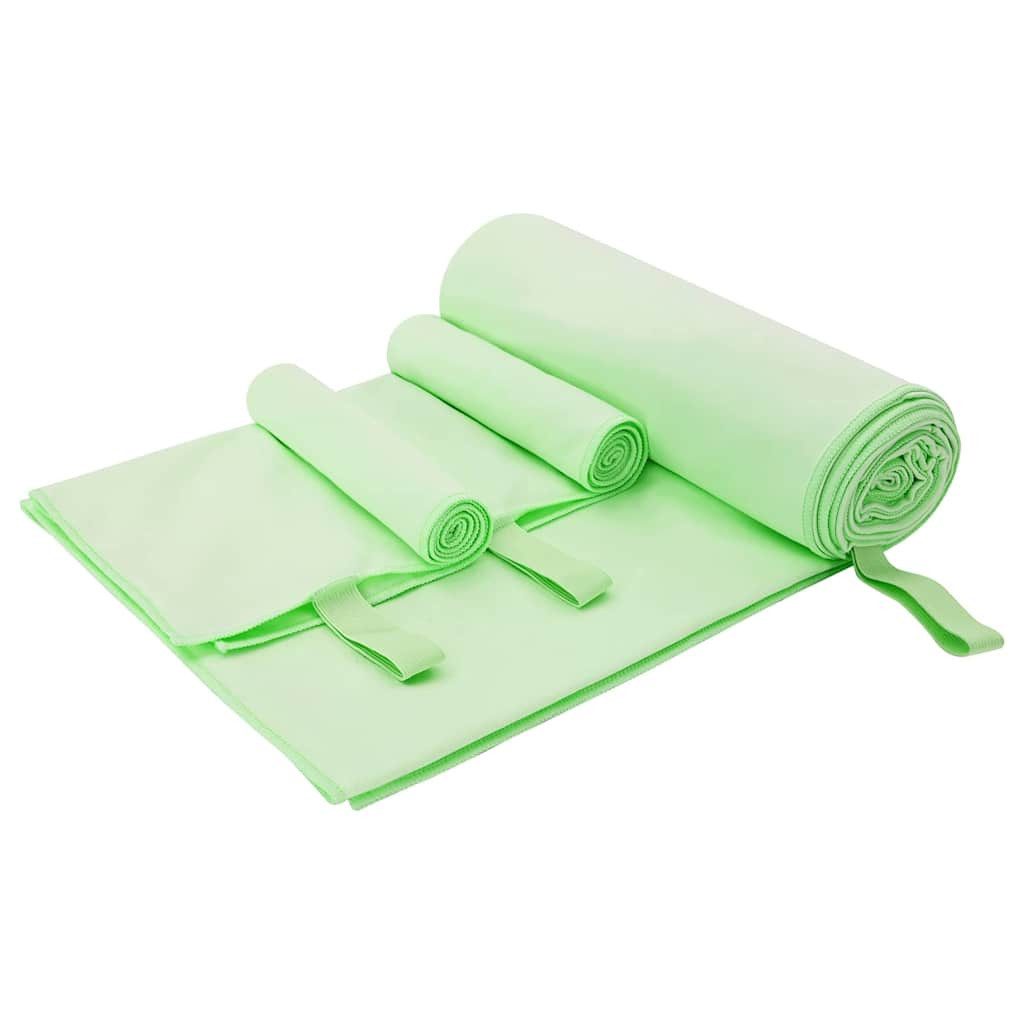 vidaXL Handtuch Sporthandtuch Set 3 Stk. Grün 210 x 100 cm, Polyester und Polyamid (3-St)