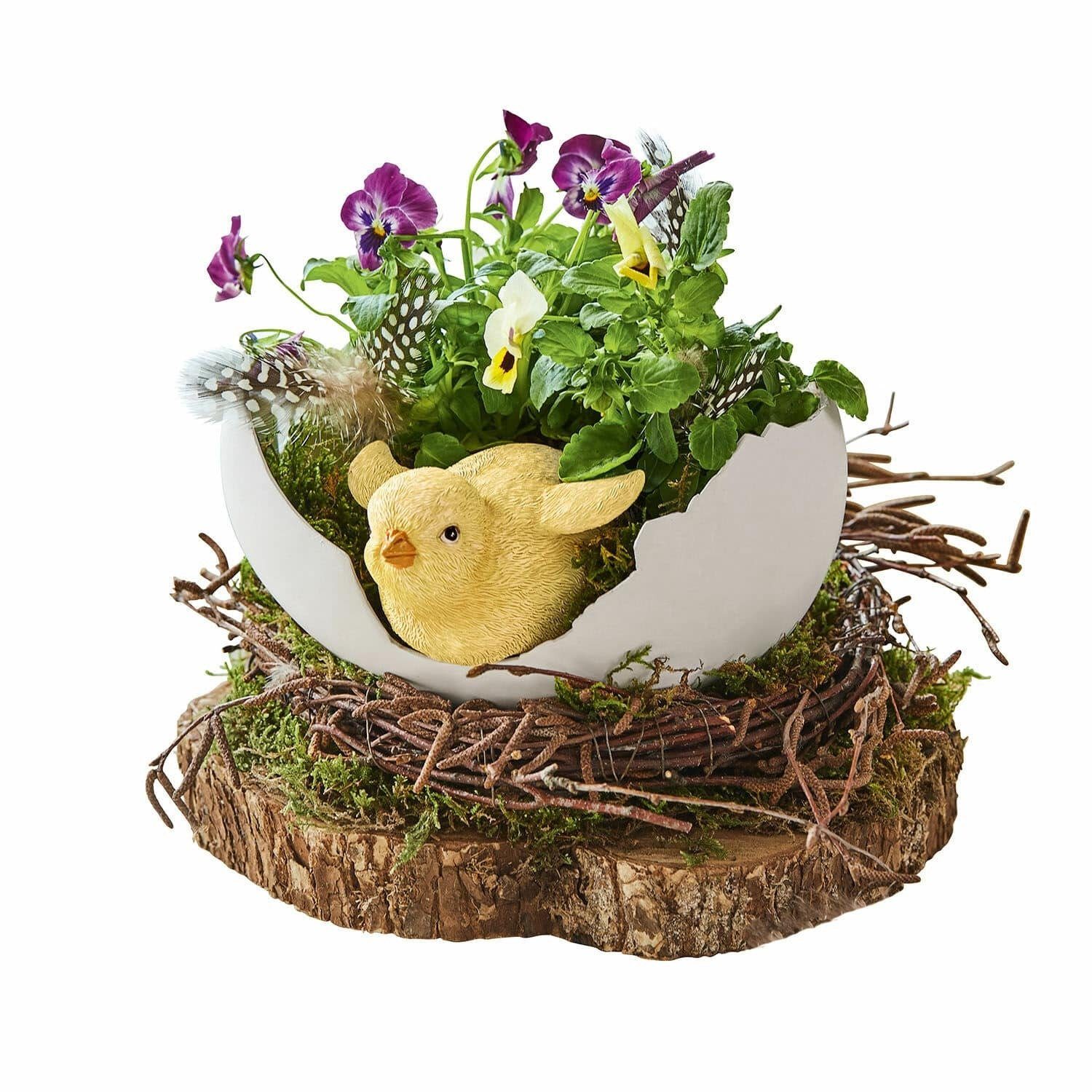 Osterfigur Deko-Schale Alfie weiß/gelb