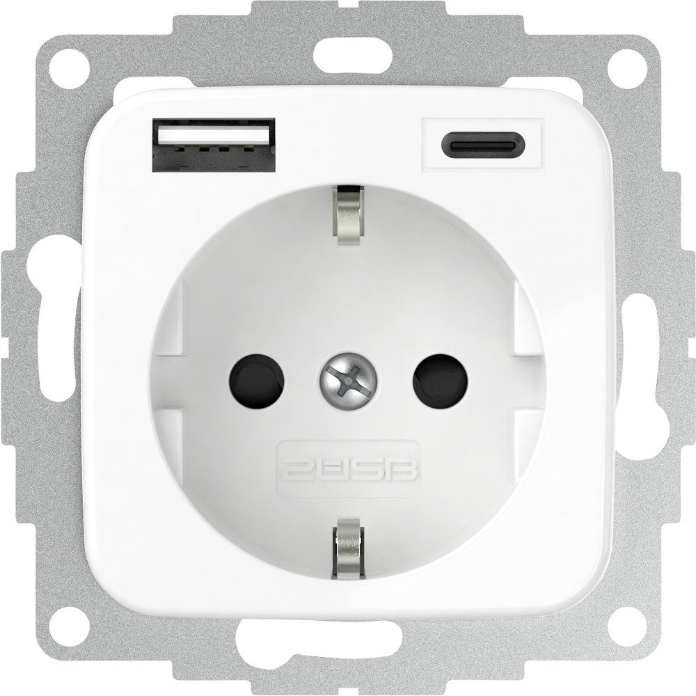2USB Steckdose 2USB 2U-449368 Schutzkontakt-Steckdose erhöhter Berührungsschutz, mi