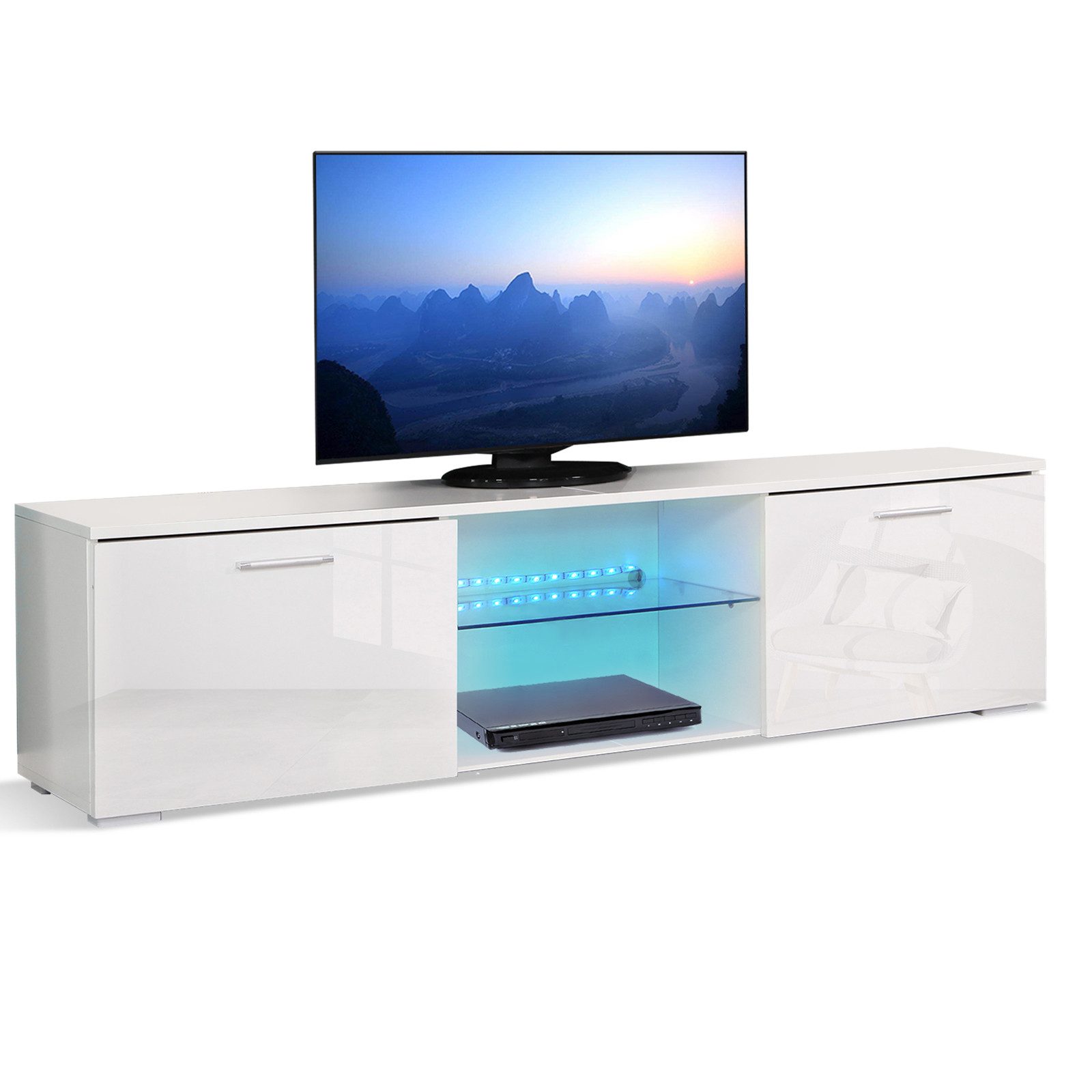 Mondeer Lowboard LED TV-Schrank, 160cm mit 16-Farben-LED-RGB-Leuchten günstig online kaufen