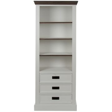 LebensWohnArt Regal Edles Landhaus Bücherregal CHALET 180cm weiss-braun