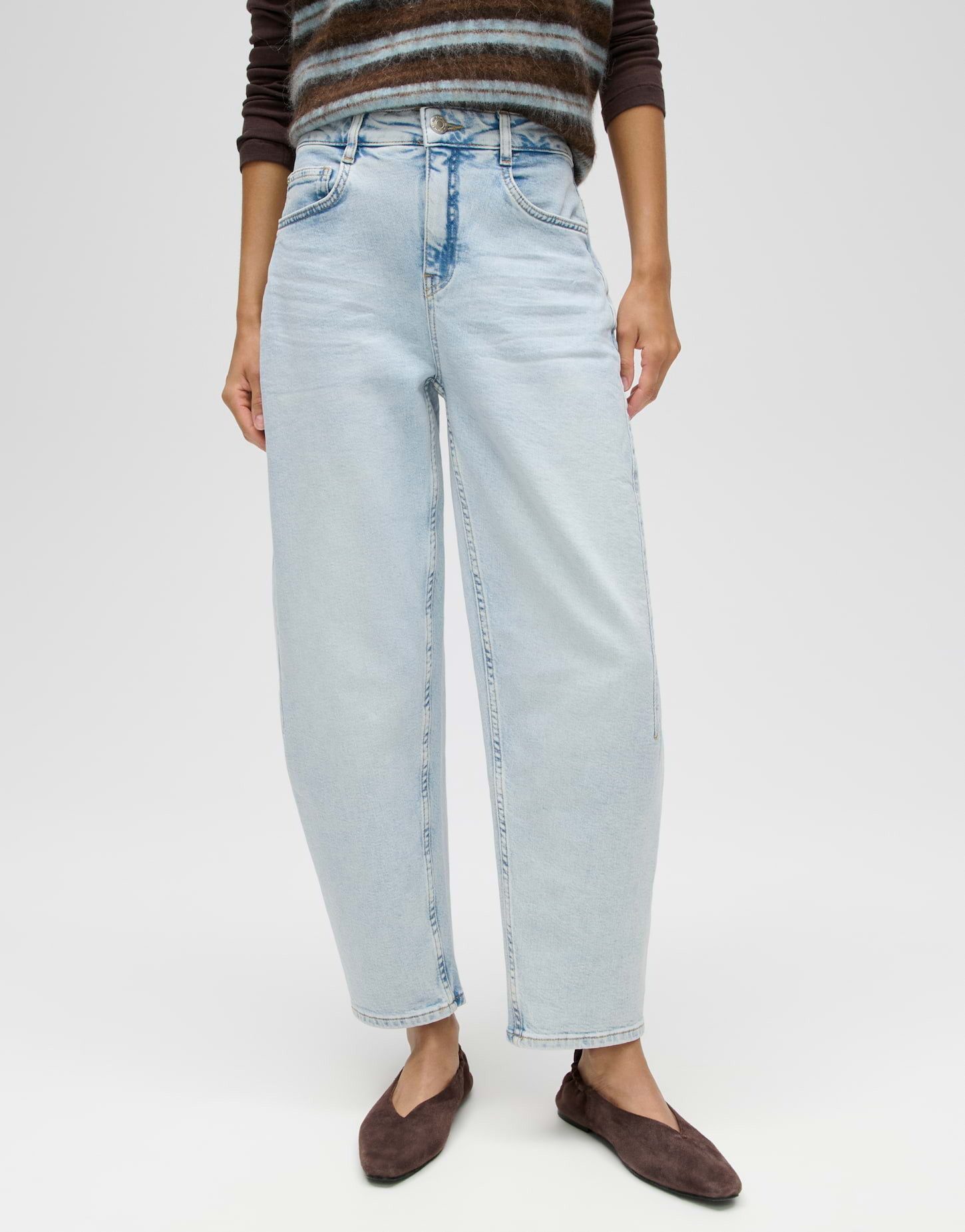 OPUS Relax-fit-Jeans Barrel Jeans aus BCI Cotton Mix Mid Rise Weicher Griff, 5-Pocket-Design, verdeckter Zip-Fly