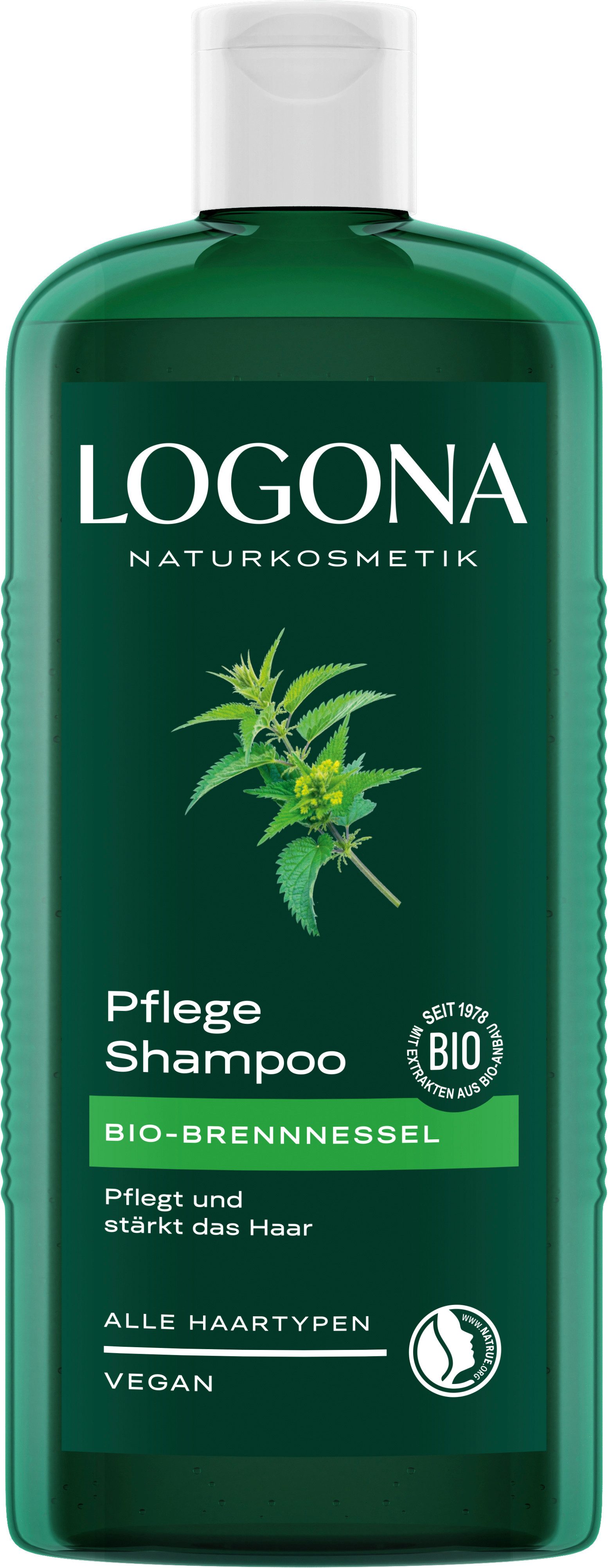 LOGONA Haarshampoo PFLEGE SHAMPOO BIO-BRENNNESSEL, mit Bio-Brennnesselextrakt, vegan, pH-hautneutral, für alle Haartypen