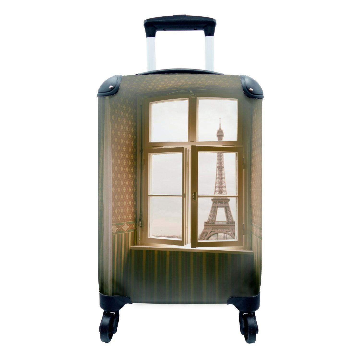 MuchoWow Handgepäckkoffer Blick auf den Eiffelturm in Paris, 4 Rollen, Reisetasche mit rollen, Handgepäck für Ferien, Trolley, Reisekoffer