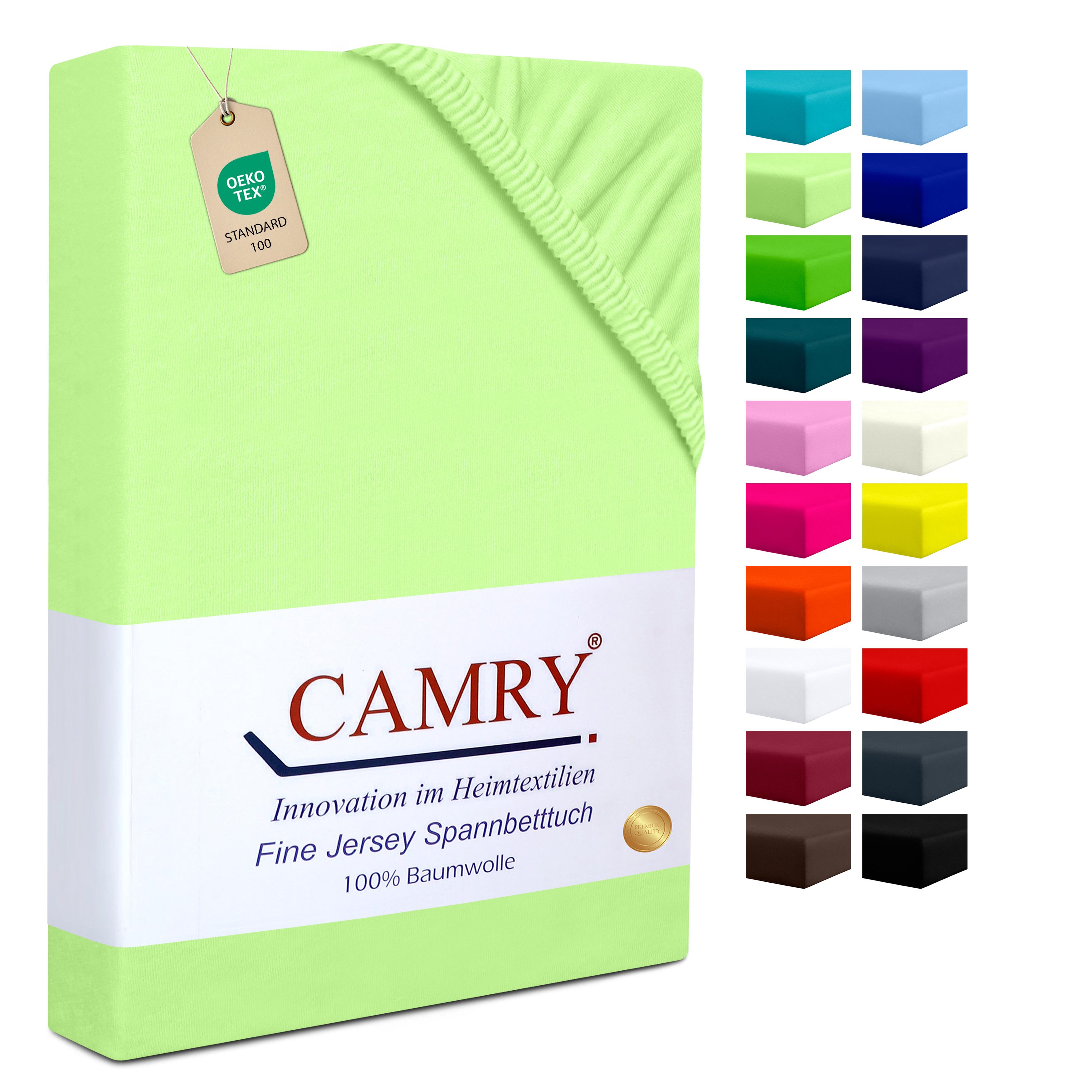 Camry Spannbettlaken CLASSIC Jersey 100% Baumwolle Spannbetttuch atmungsaktiv Gummizug, Jersey Baumwolle, Gummizug: rundum, 100% Baumwolle, alle Matratzenhöhen, atmungsaktiv, pflegeleicht
