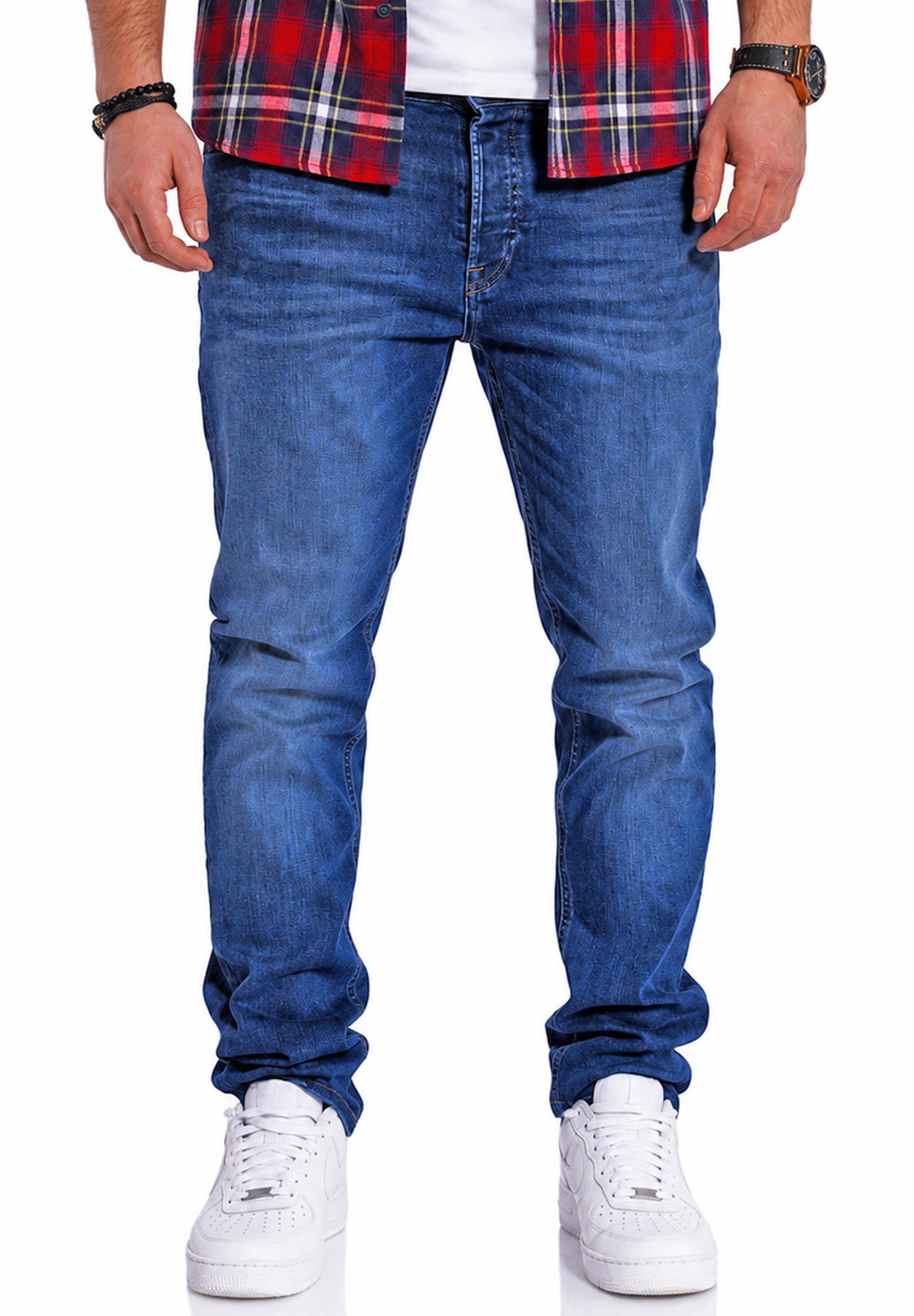 Jack & Jones Regular-fit-Jeans CLARK JJARIS Original Denim Hose mit Stretch Herren Clark Jeans Regular Fit Hose