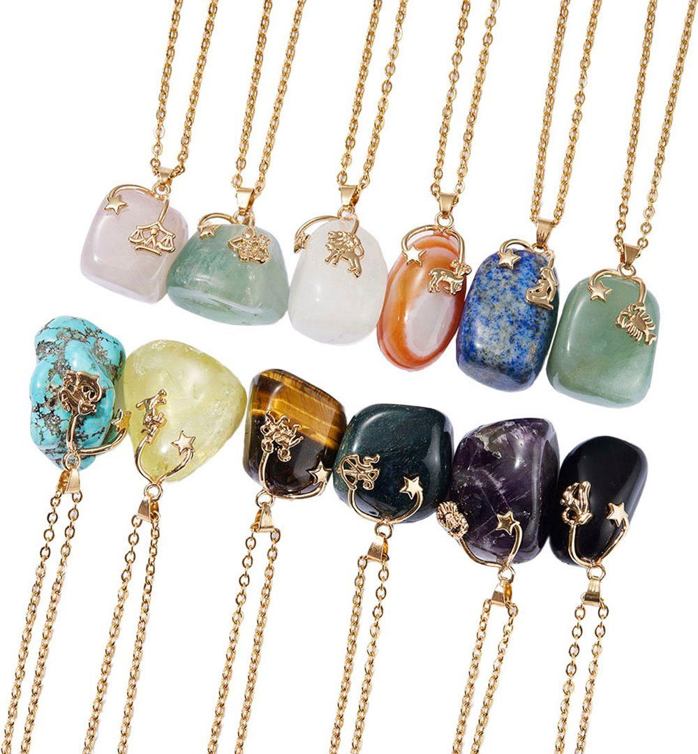 Firetti Kette mit Anhänger Schmuck Geschenk Halsschmuck Anker/Halskette Sternzeichen Geburtsstein, Made in Germany - mit Edelstein