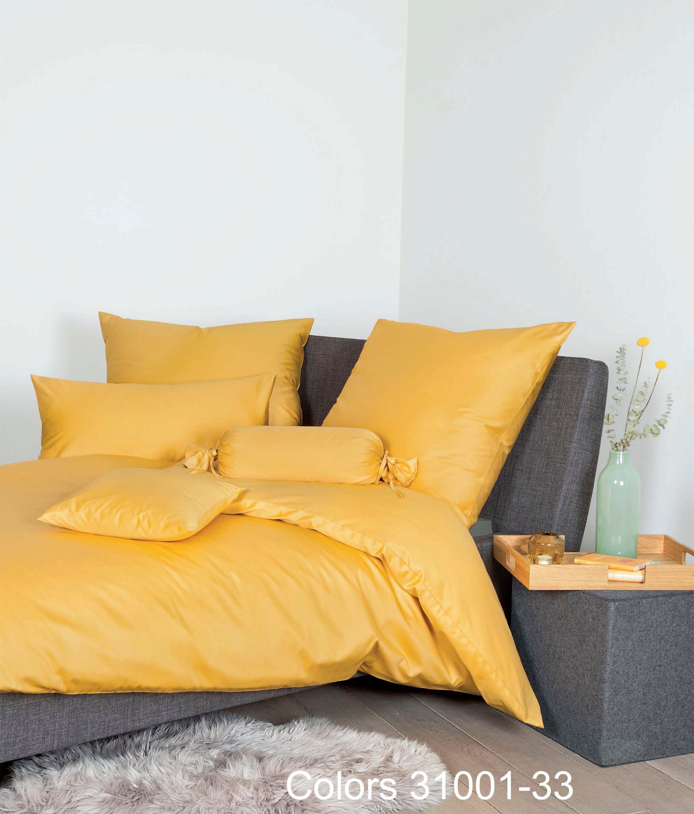 Janine Bettwäsche Colors 31001, Mako-Satin, 3 teilig, feinfädige uni Bettwäsche für alle Jahreszeiten, Markenreißverschluss