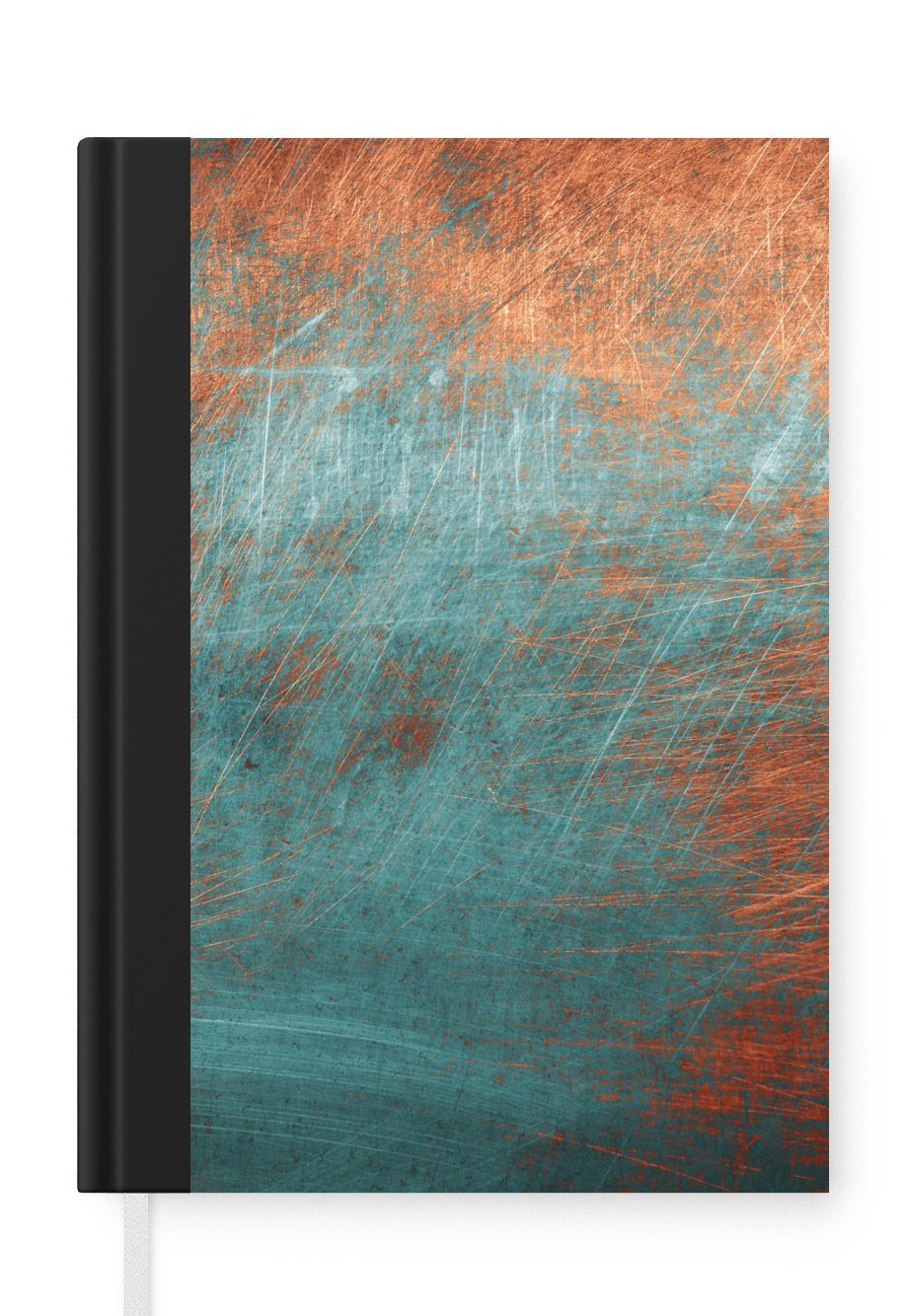 MuchoWow Notizbuch Metall - Rost - Bronze - Blau - Abstrakt - Struktur, Journal, Merkzettel, Tagebuch, Notizheft, A5, 98 Seiten, Haushaltsbuch
