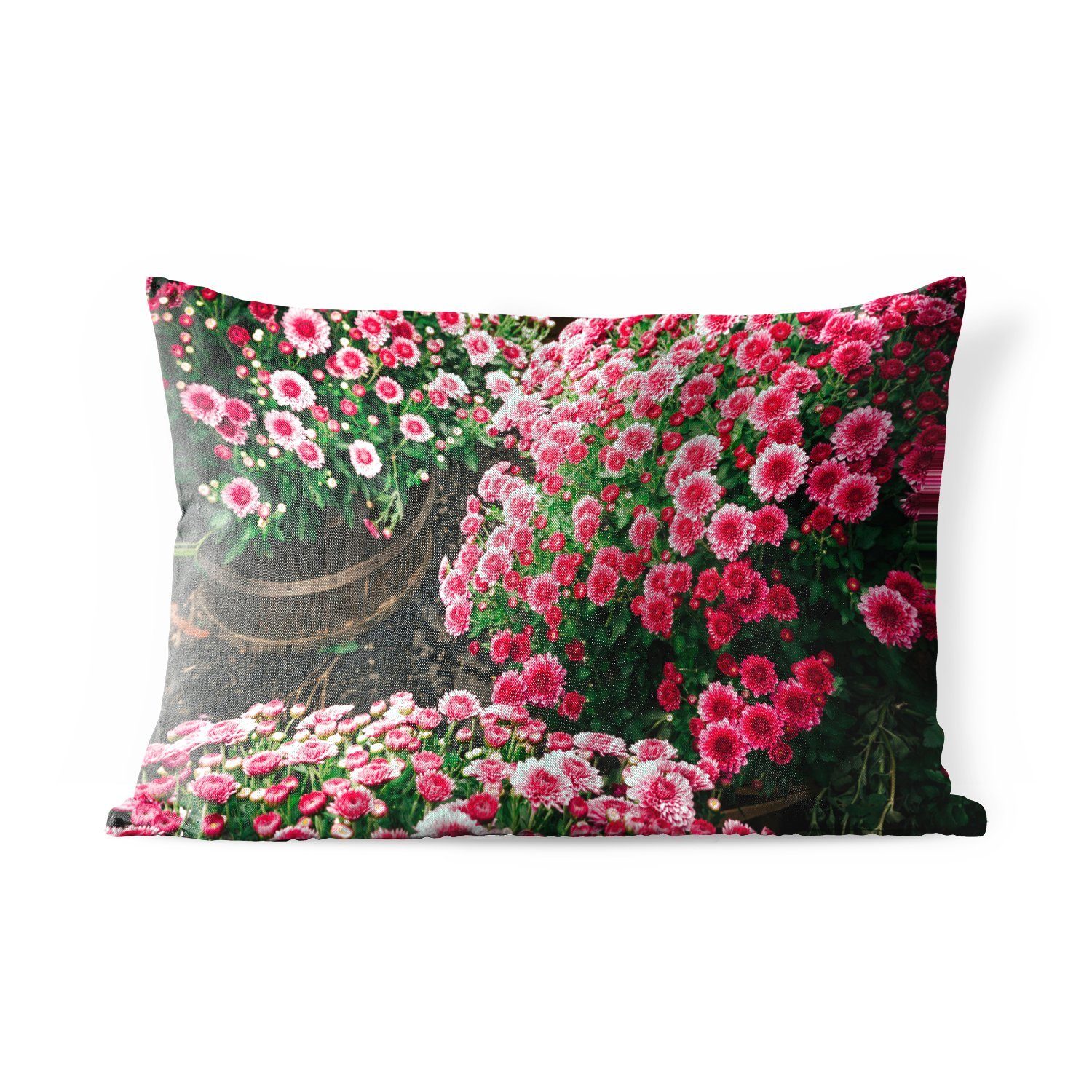 MuchoWow Dekokissen Blumen - Herbst - Rosa, Outdoor-Dekorationskissen, Polyester, Dekokissenbezug, Kissenhülle