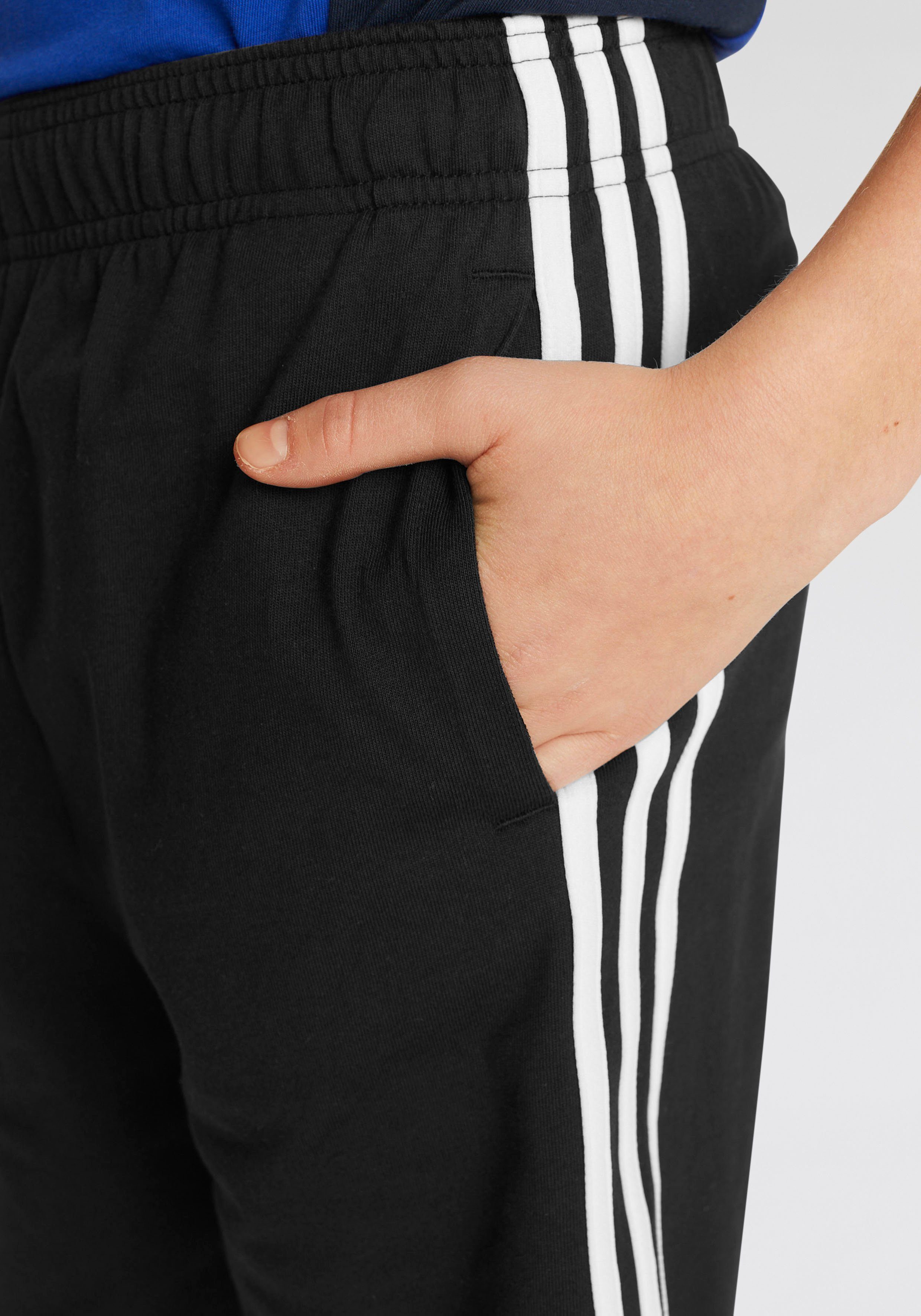 adidas Sportswear Black Shorts KNIT / White (1-tlg) ESSENTIALS 3-STREIFEN