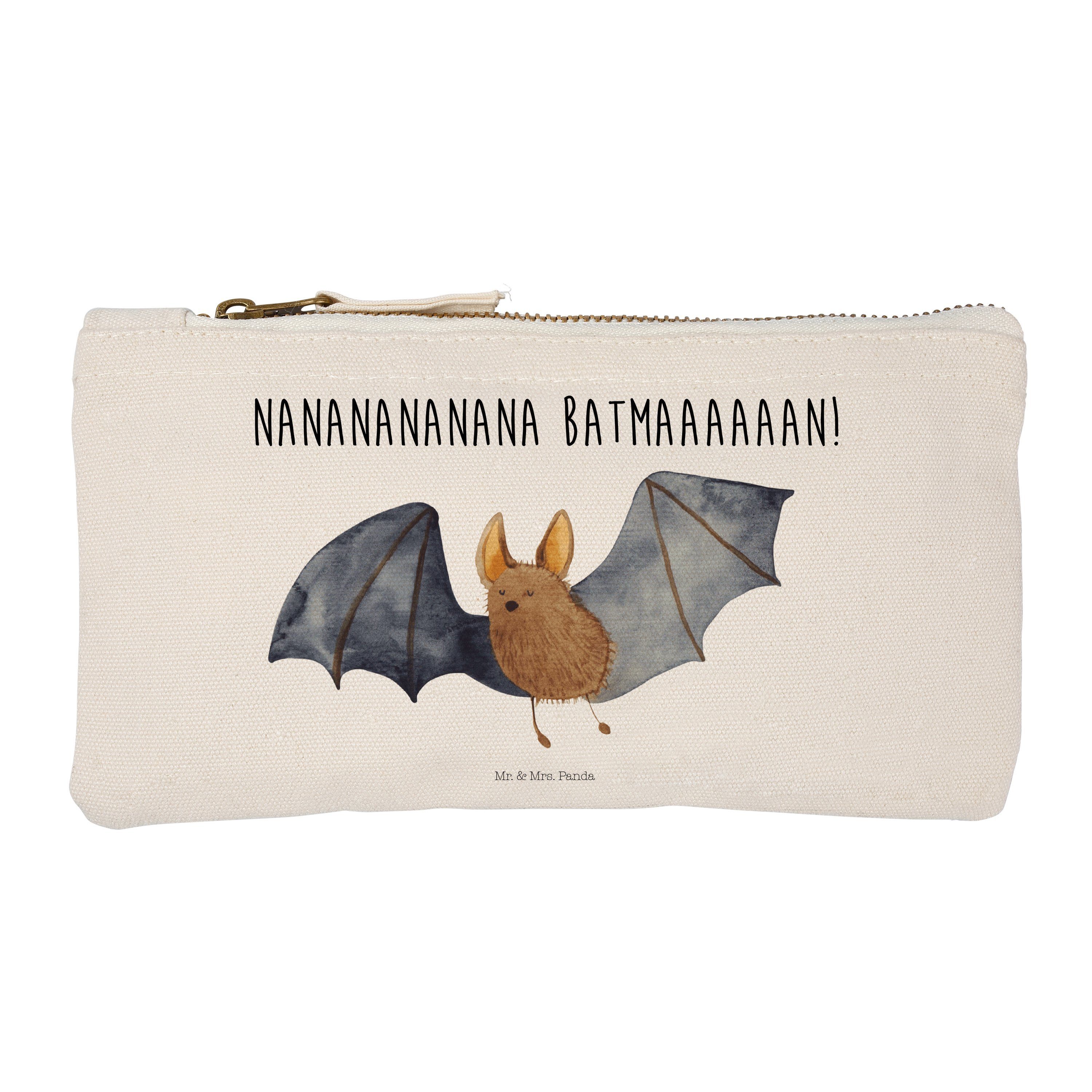 Kosmetiktasche Fledermaus fliegend - Weiß - Geschenk, Stiftemäppchen, Batman, süße T