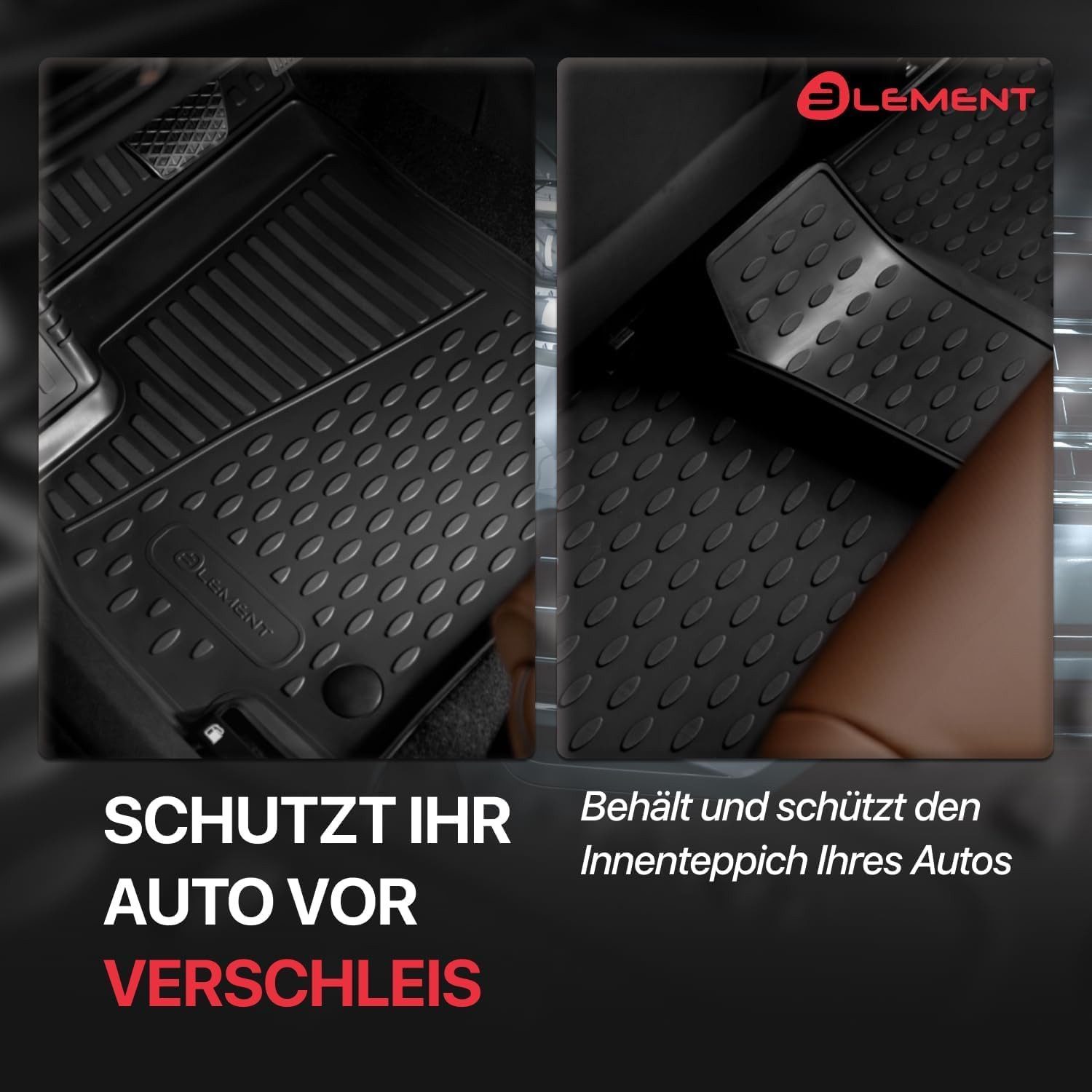 LEMENT Auto-Fußmatten Element 3D Fussmatten Set für FORD Mondeo V Turnier, Ab 2014, für FORD Mondeo, Mondeo V Turnier PkW, 100% passgenaue Auto Fußmatten, Gummimatten Auto