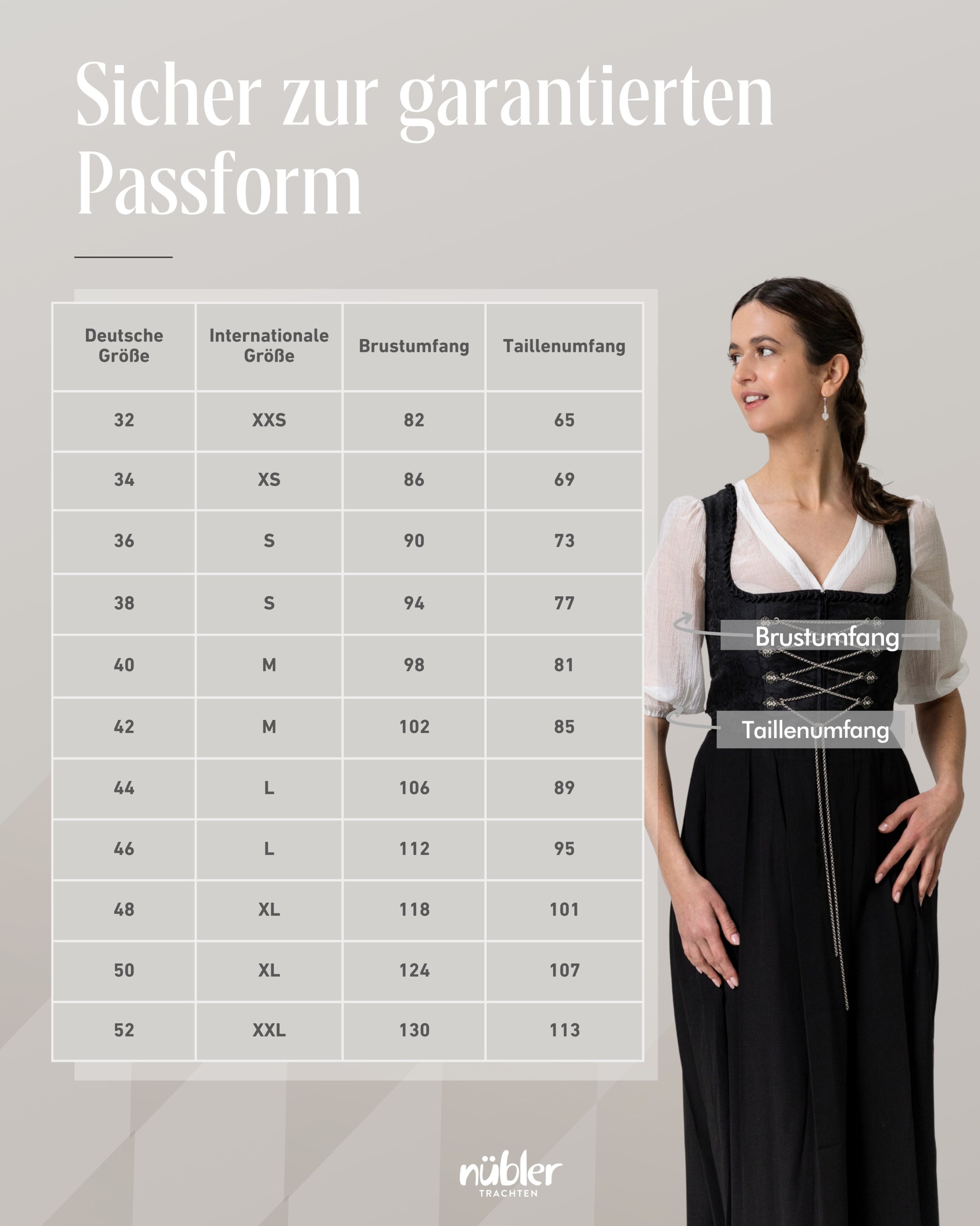 Nübler Trachtenkleid Gastrodirndl Frau Wirtin in Schwarz von Nübler - Rocklänge 90 cm