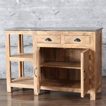 baario Sideboard Sideboard SPLIT Marmor, Anrichte massiv Mangoholz mit Marmorplatte Kommode