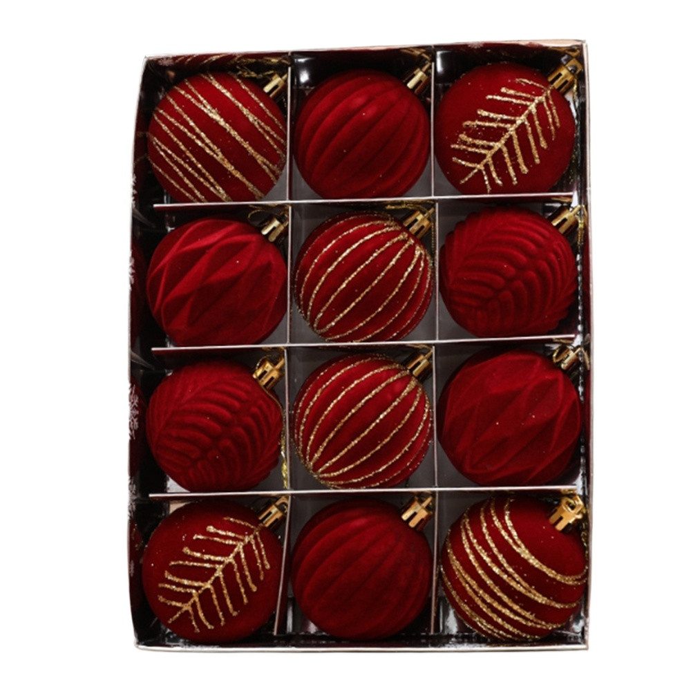 Coonoor Weihnachtsbaumkugel Weihnachtskugeln aus Samt, 12er Set Samt Weihnachtsdeko, Christbaumschmuck