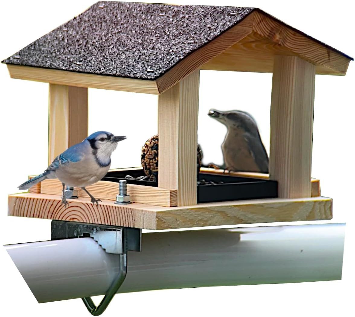 Stafeco Vogelhaus Vogelfutterhaus für Balkon und Garten Futterhaus Handarbeit, Verschiedene Modelle Mit/Ohne aufklappbares Dach Handarbeit Naturholz