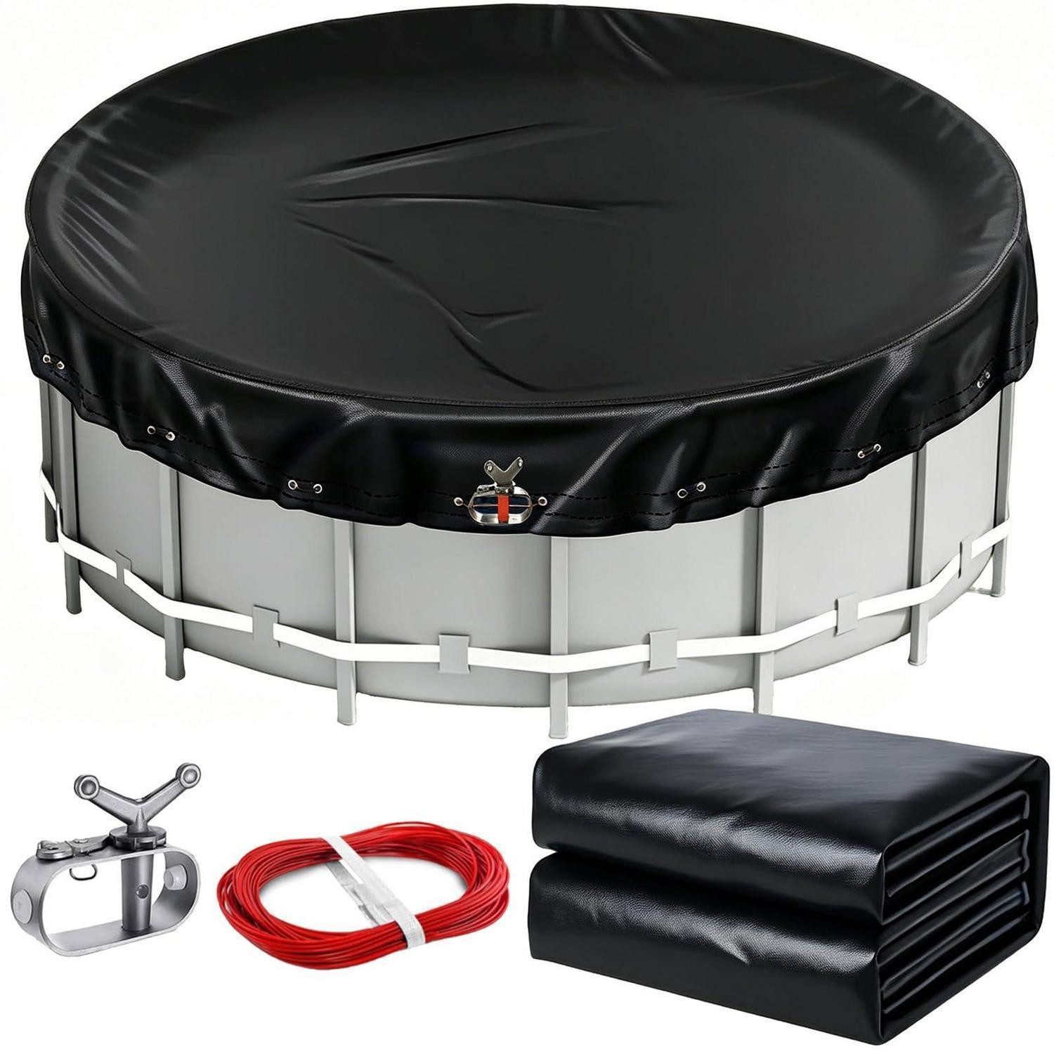 LuxusKollektion Pool-Abdeckplane Pool Winterabdeckung Rund 460-500cm Ø 200g/m² Schwarz (1-St)