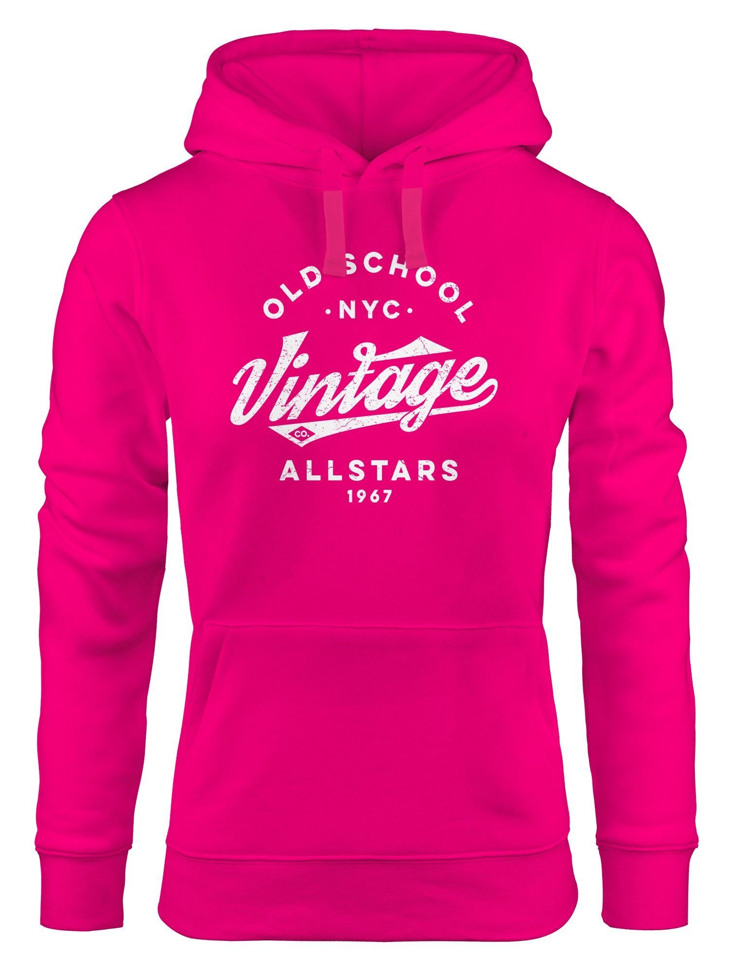Neverless Hoodie Hoodie Damen College Style Schriftzug Oldschool Vintage Allstars Kapuzen-Pullover Fashion Streetstyle Neverless® pink
