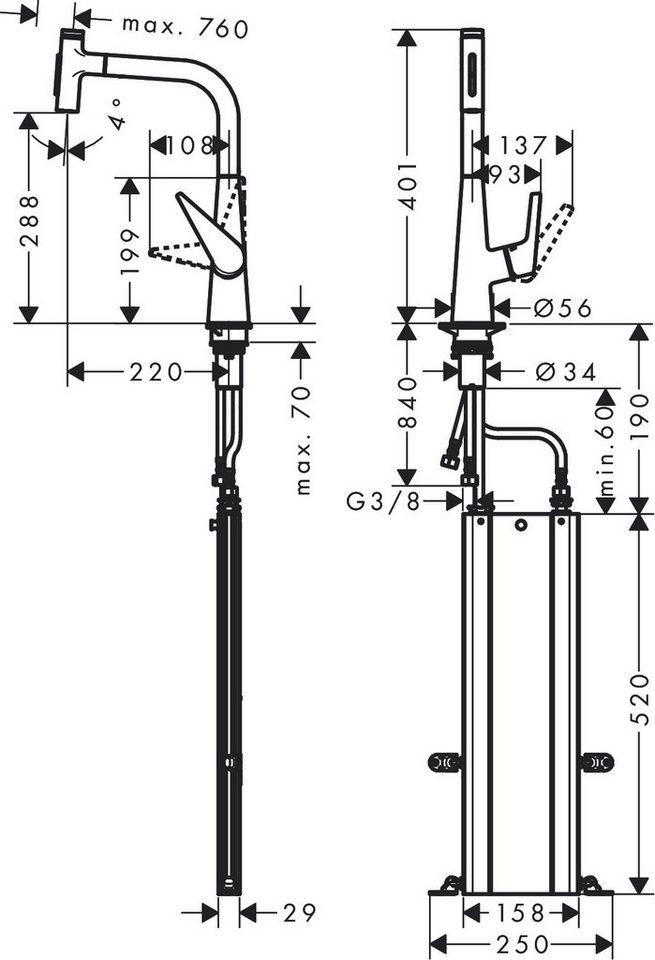 Thumbnail - hansgrohe Küchenarmatur Talis Select M51 Armatur Wasserhahn 300, Ausziehbrause, 2jet Chrom