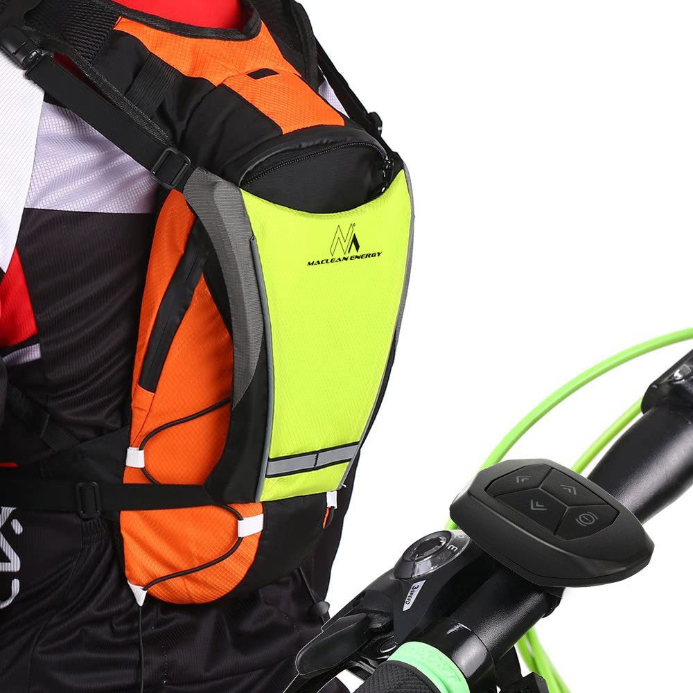 Maclean Warnweste Rucksack mit LED-Signalleuchte MCE420 + Stirnband MC-825 mit Fernbedienung, wasserdicht: Fernbedienung IPx5